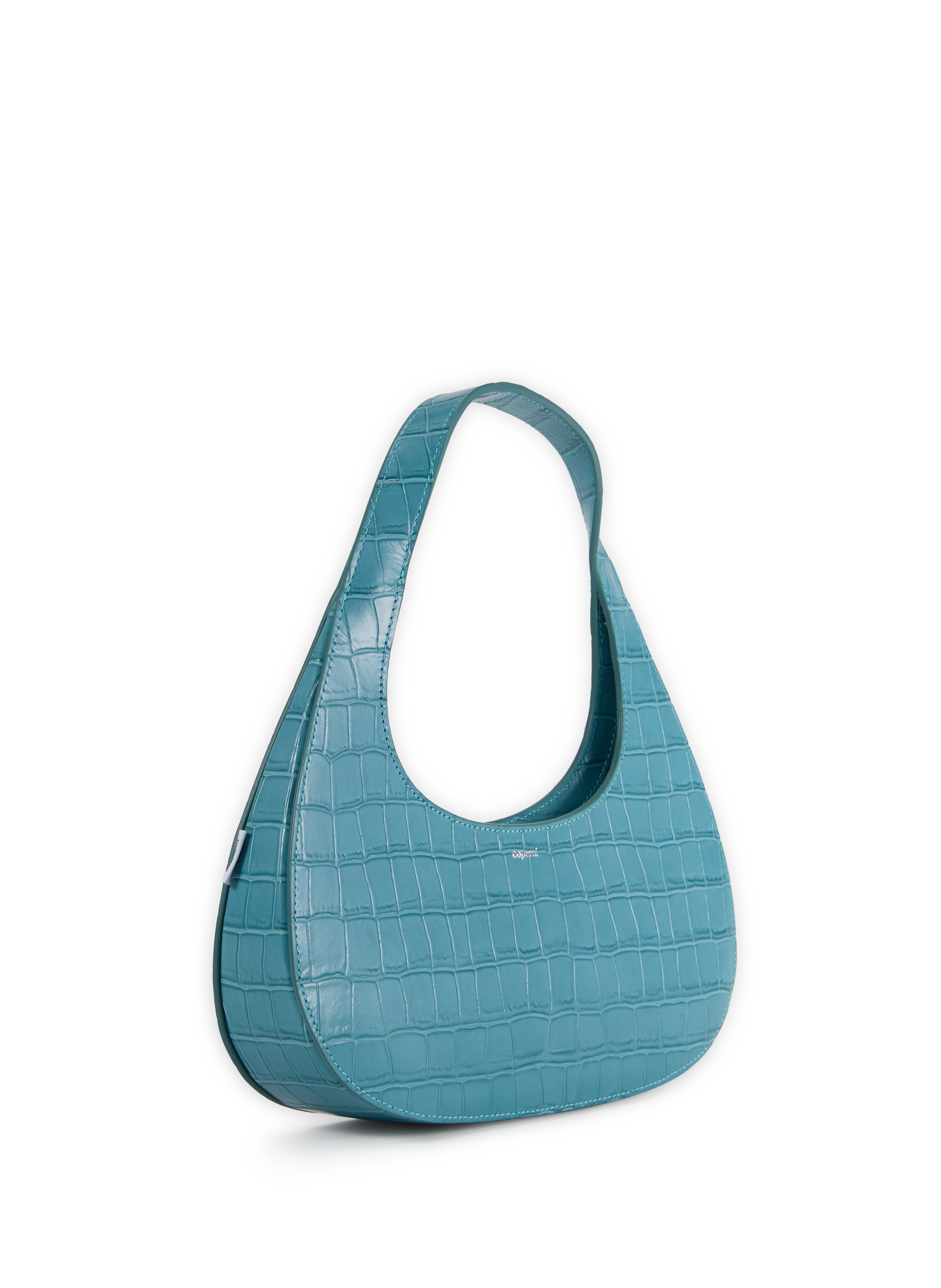 Sac porté épaule Loop Swipe croco en cuir de vache COPERNI Bleu