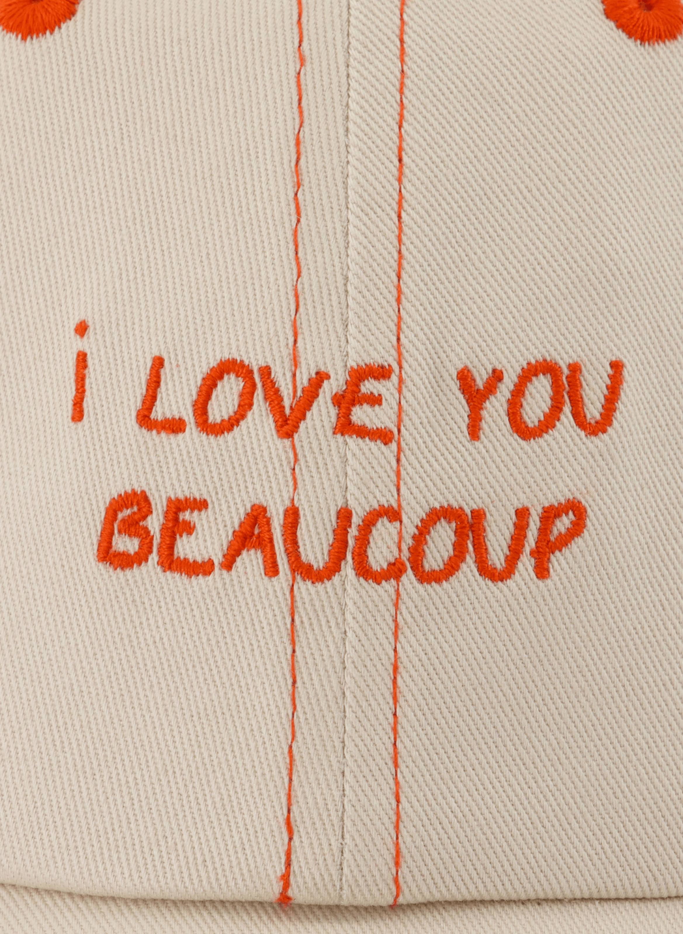 Embroidered cap I Love You Beaucoup in cotton MAISON LABICHE White
