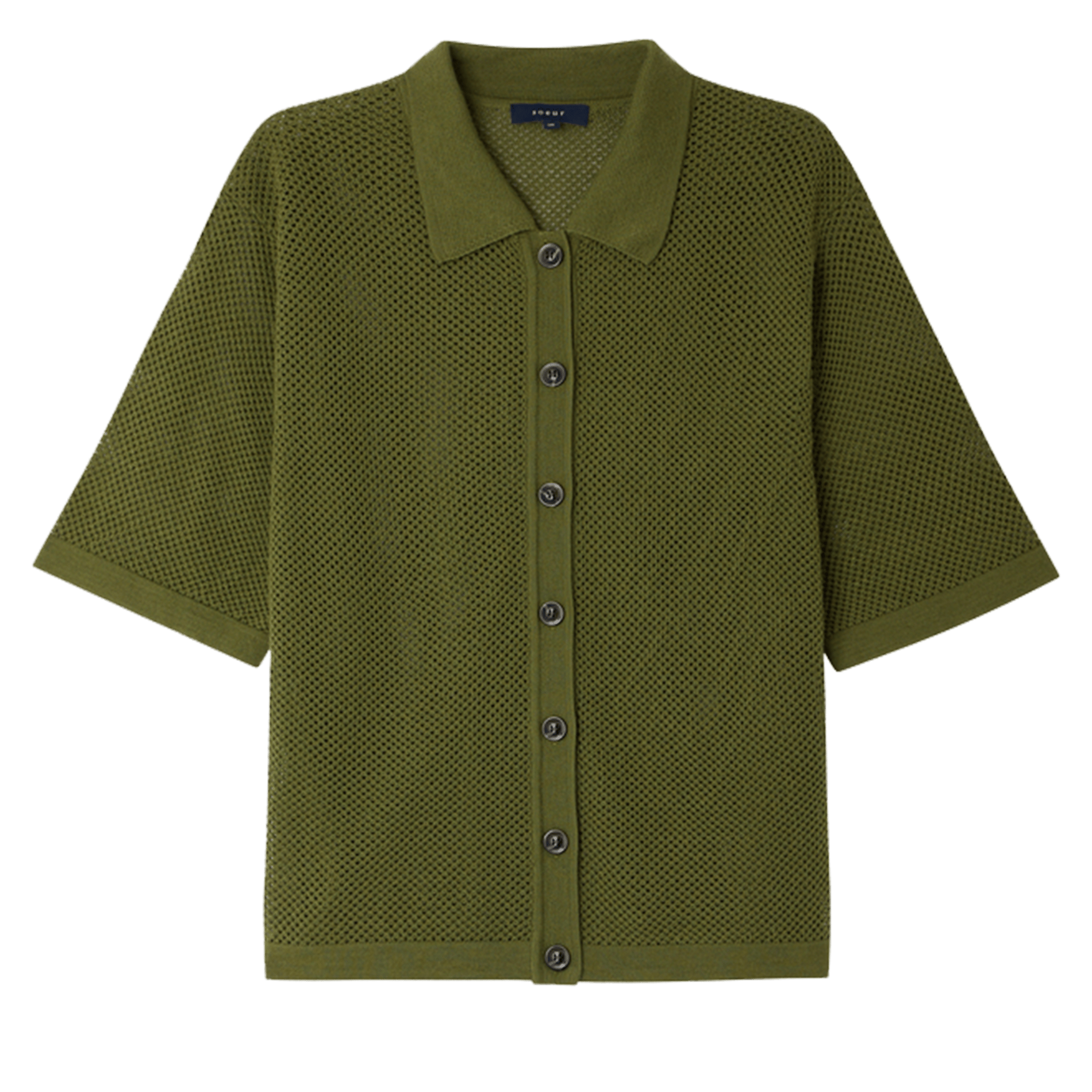 Cardigan ajouré manches courtes en laine Davon SOEUR Vert