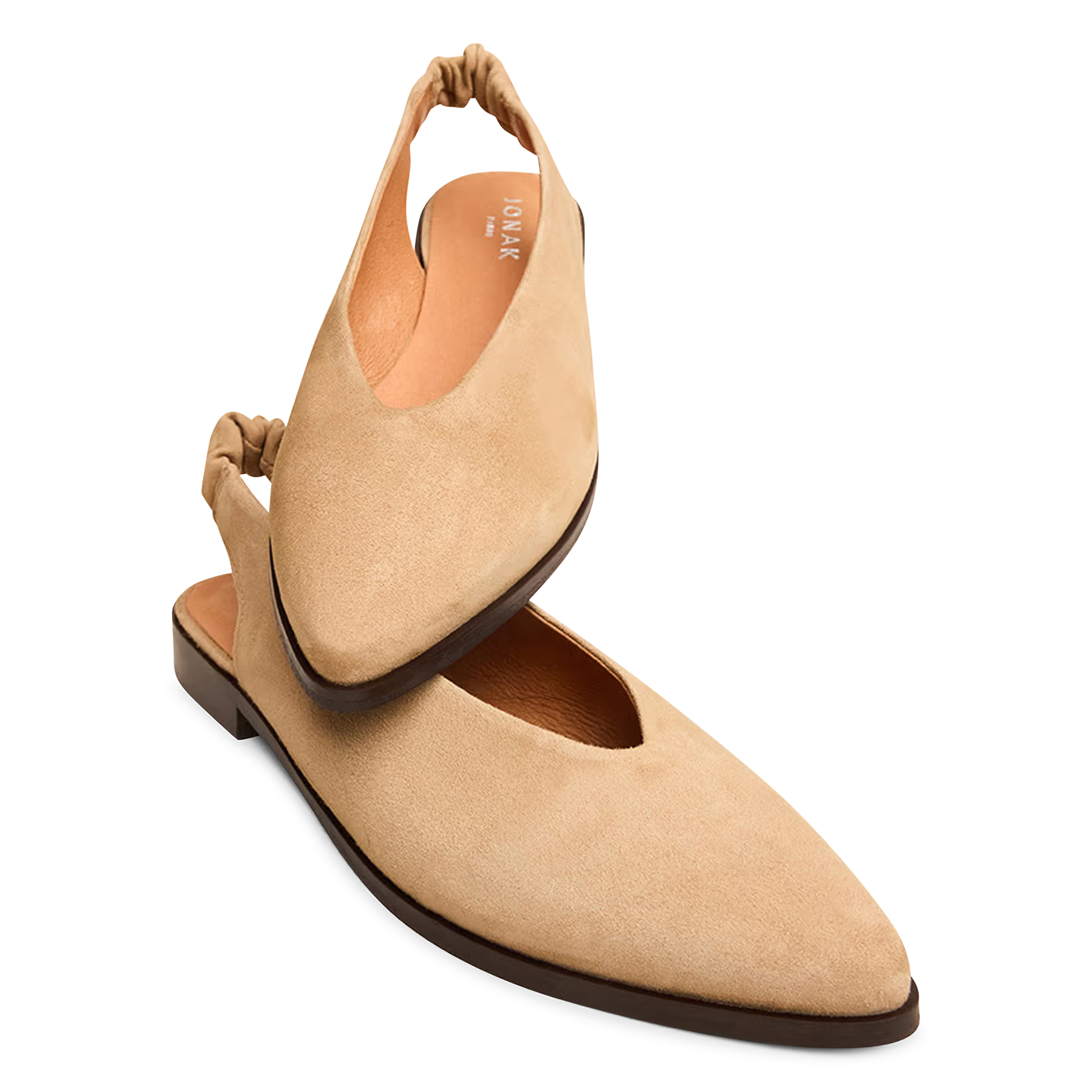 Ballerines à bouts pointus en cuir Acajou JONAK Beige