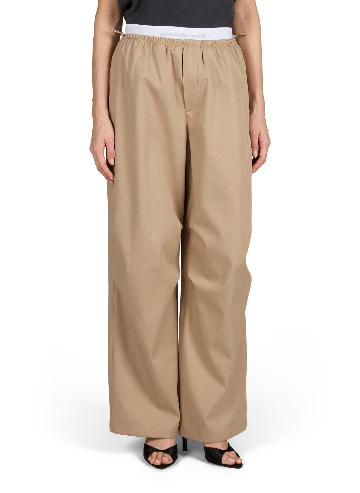 Loose-Fit Cotton Blend Trousers ALEXANDER WANG Brown