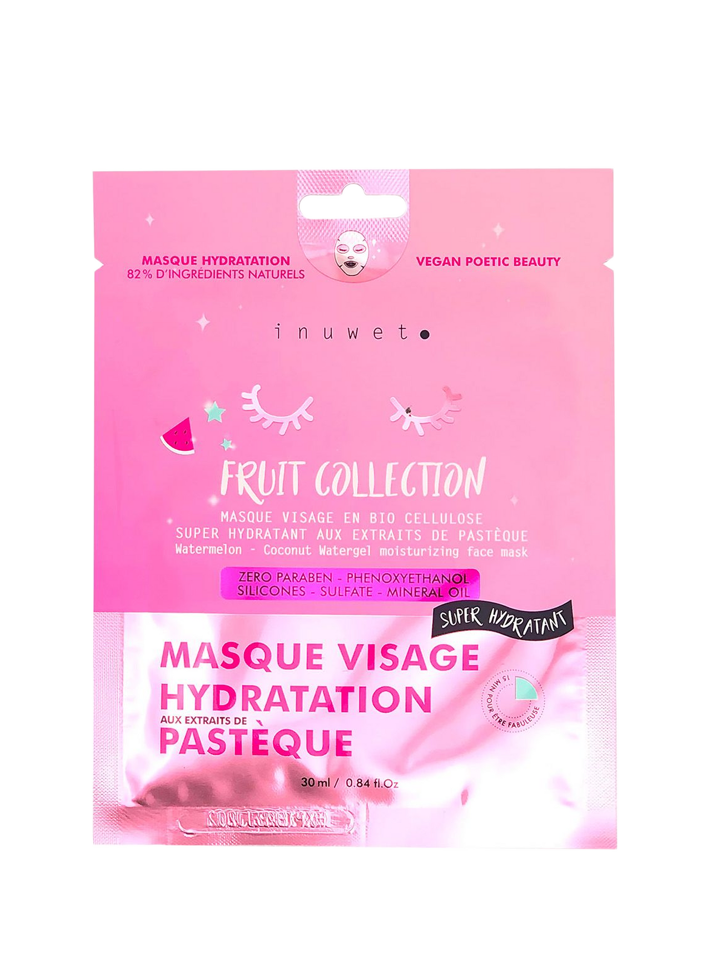 Masque visage hydratation pasthèque INUWET No color