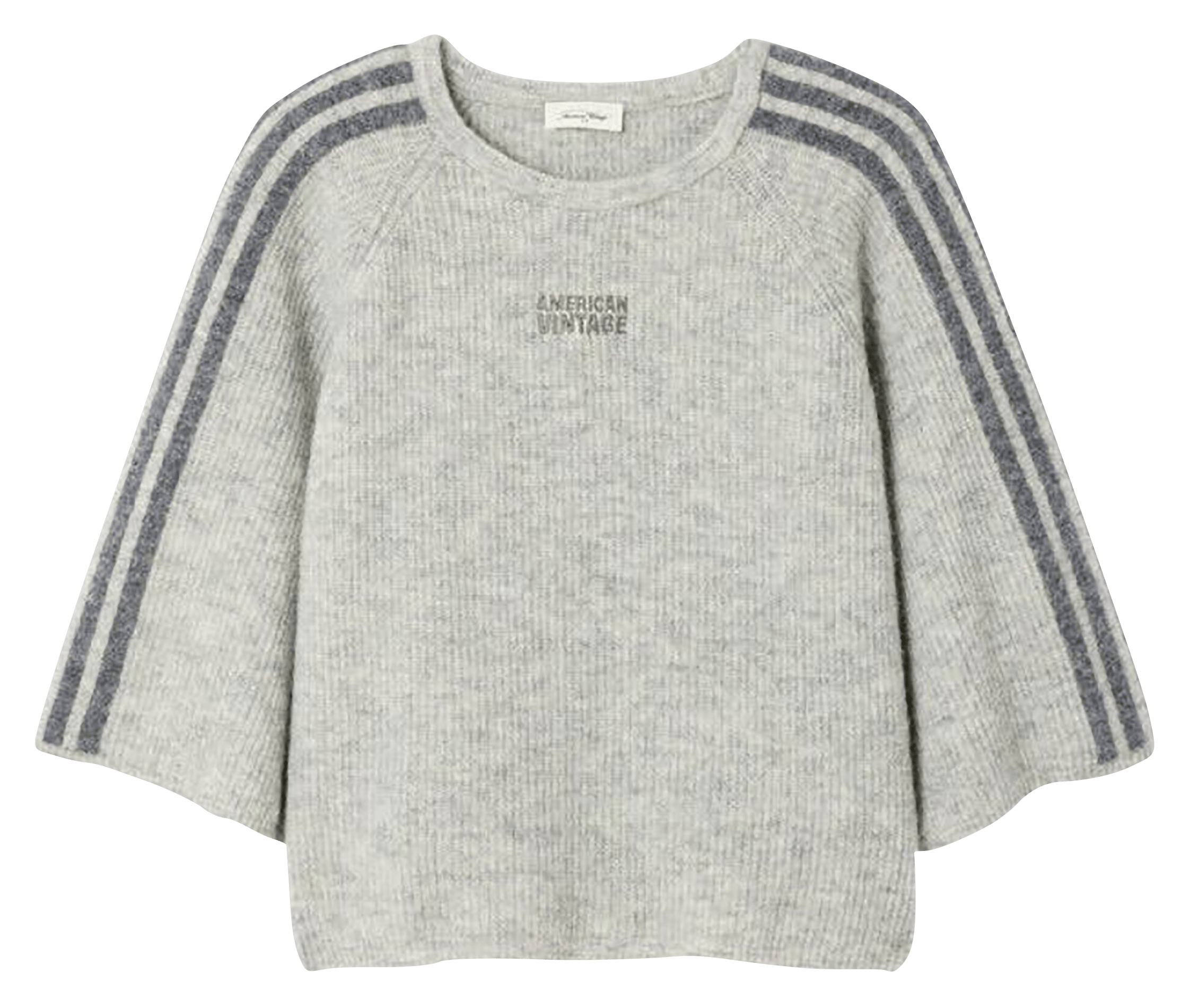 Pull ample col rond brodé en alpaga mélangé vitow AMERICAN VINTAGE Gris