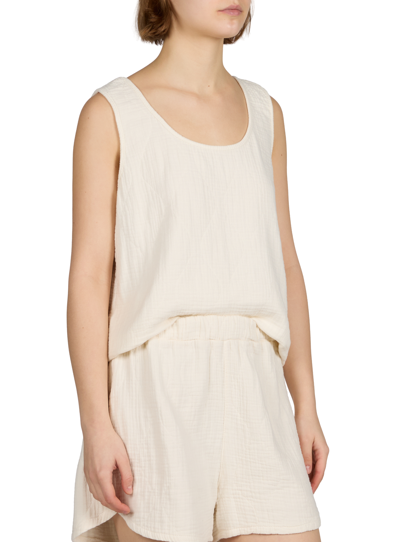 Miami round-neck quilted cotton tank top AOKYANOS