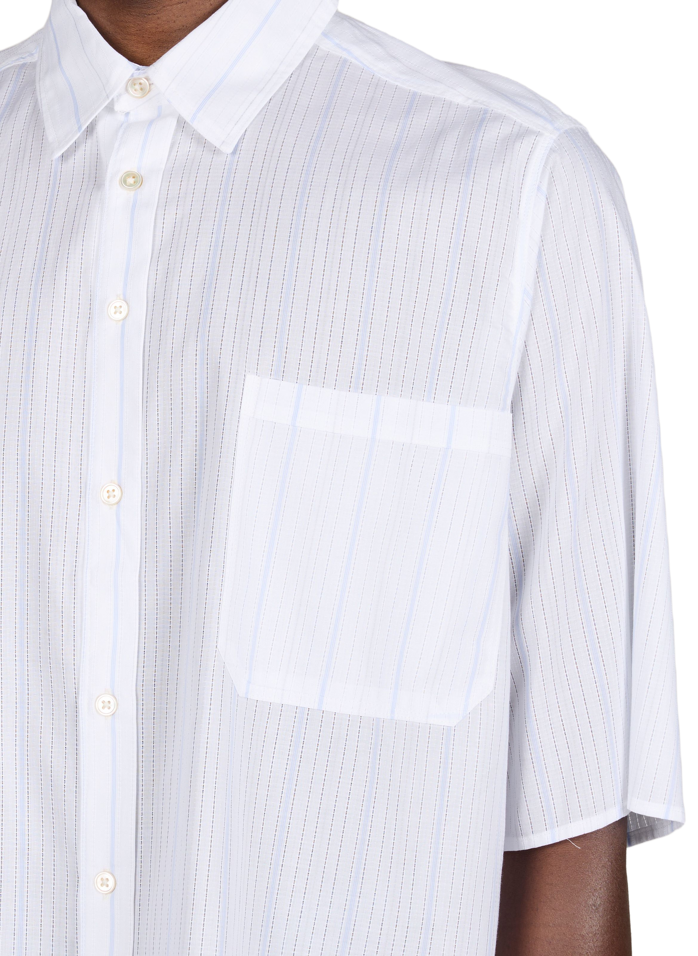 Short-sleeved striped cotton shirt CAMIEL FORTGENS White