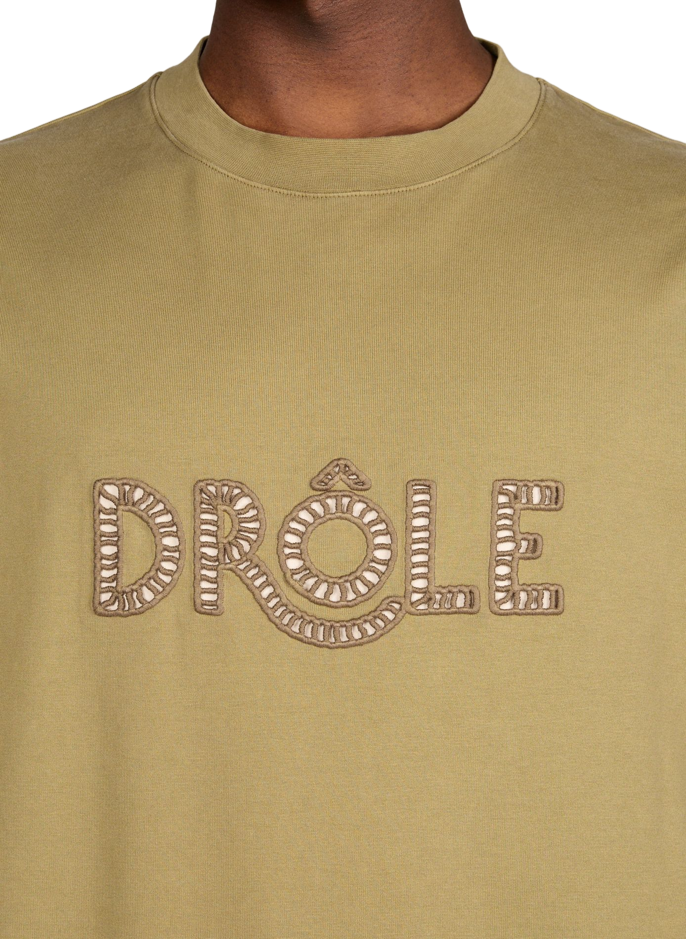 T-shirt broderie Drôle en coton DROLE DE MONSIEUR Kaki