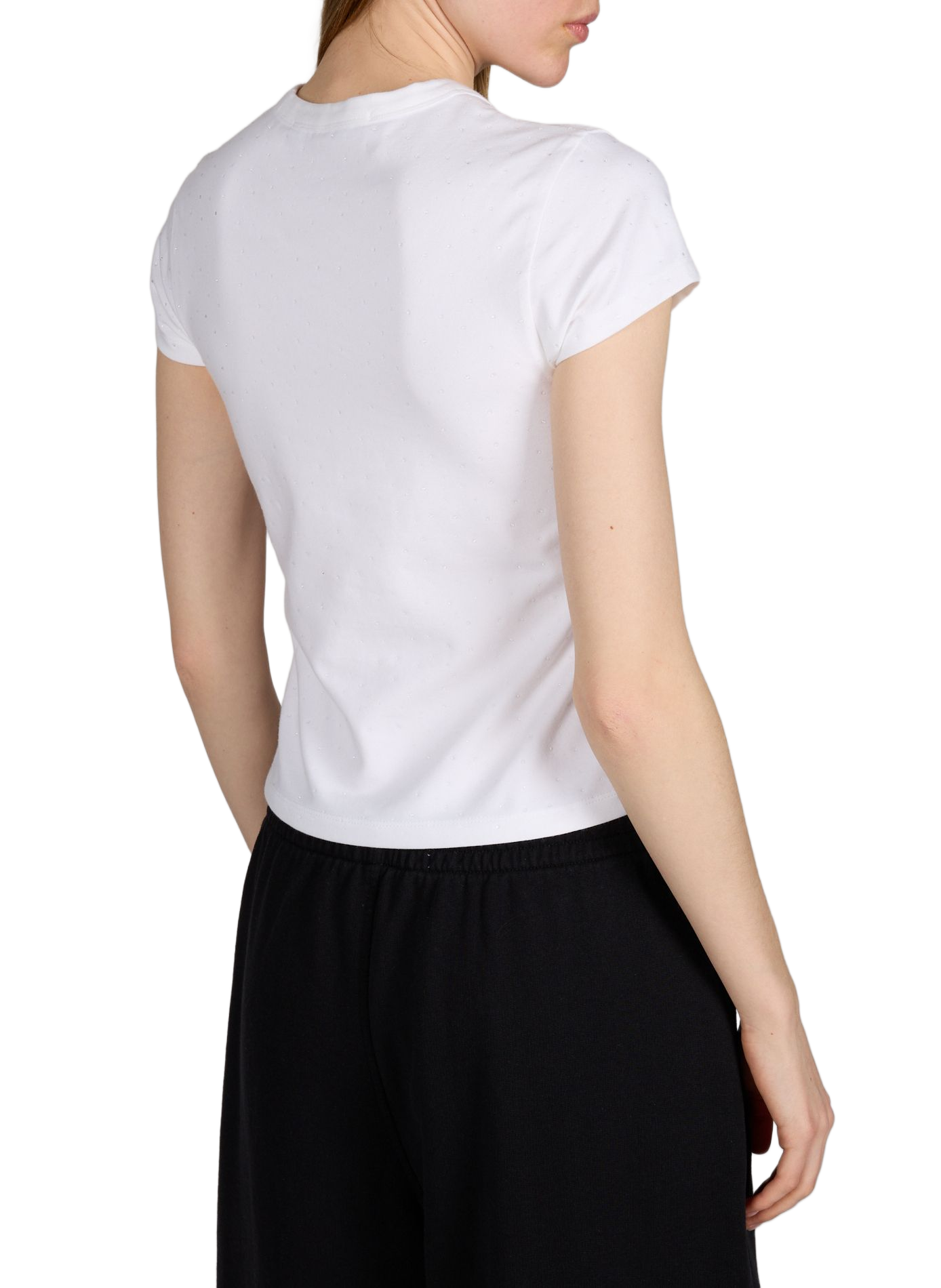 T-shirt with rhinestones in blended cotton ALEXANDER WANG White