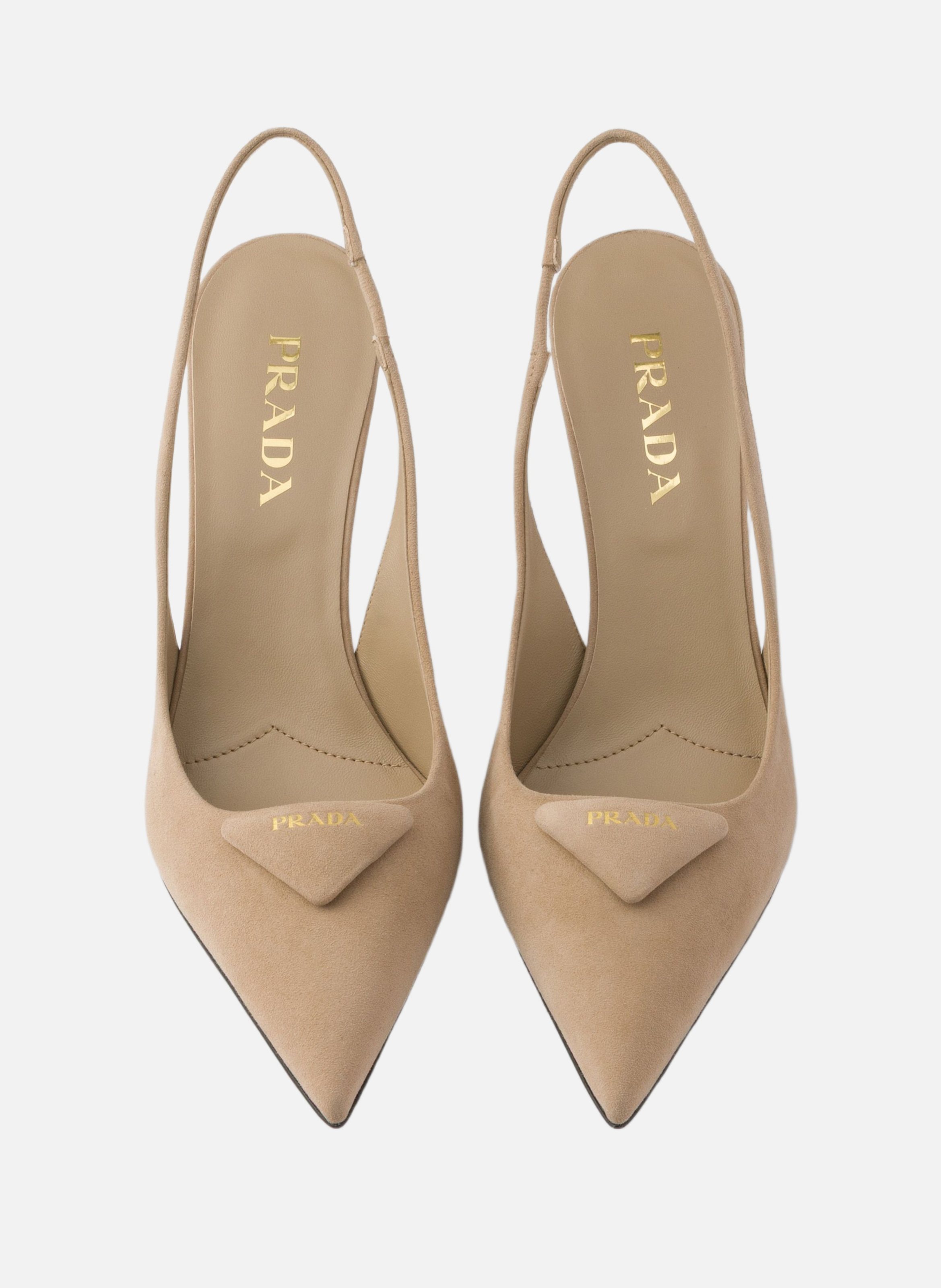 Escarpins à bride arrière en veau velours PRADA Beige