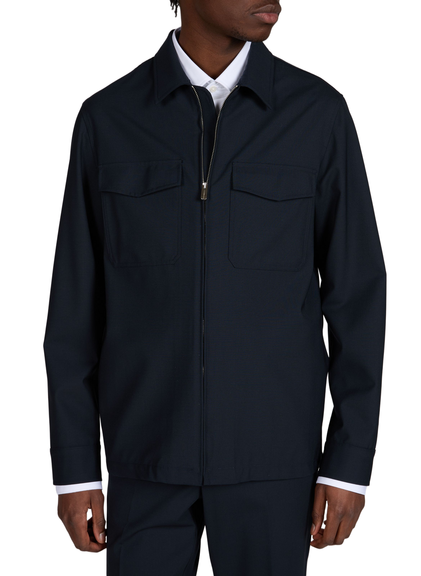 Jacket with classic collar in blended virgin wool CRUNA Blue