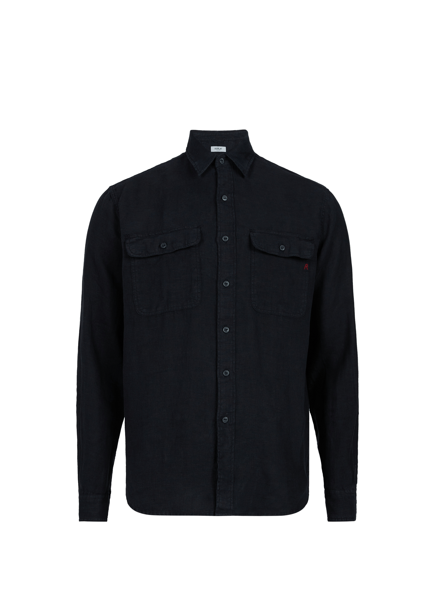 Rechte linnen blouse met zakken REPLAY Blauw