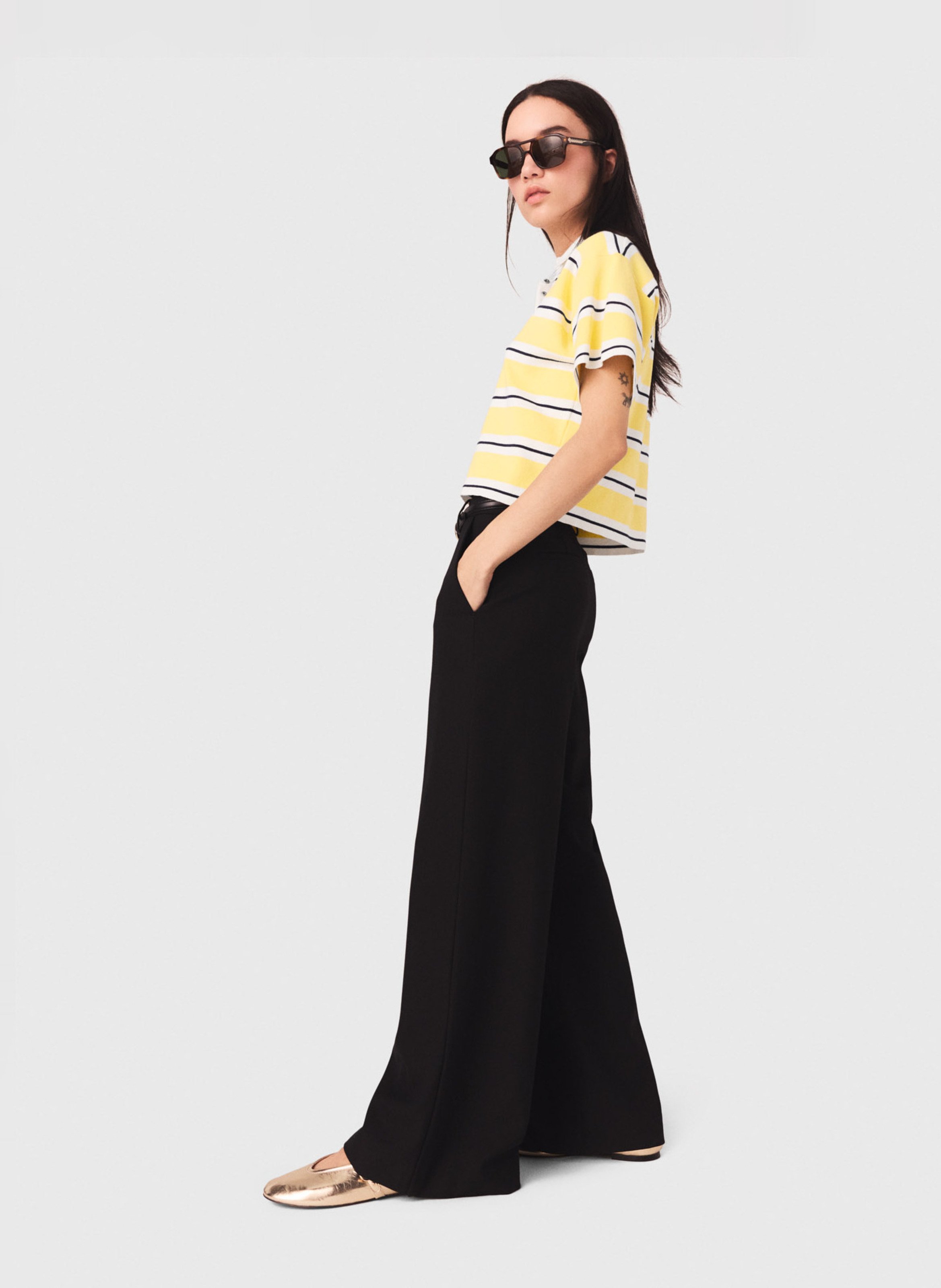 Pantalon flare en laine mélangée MAJE Noir