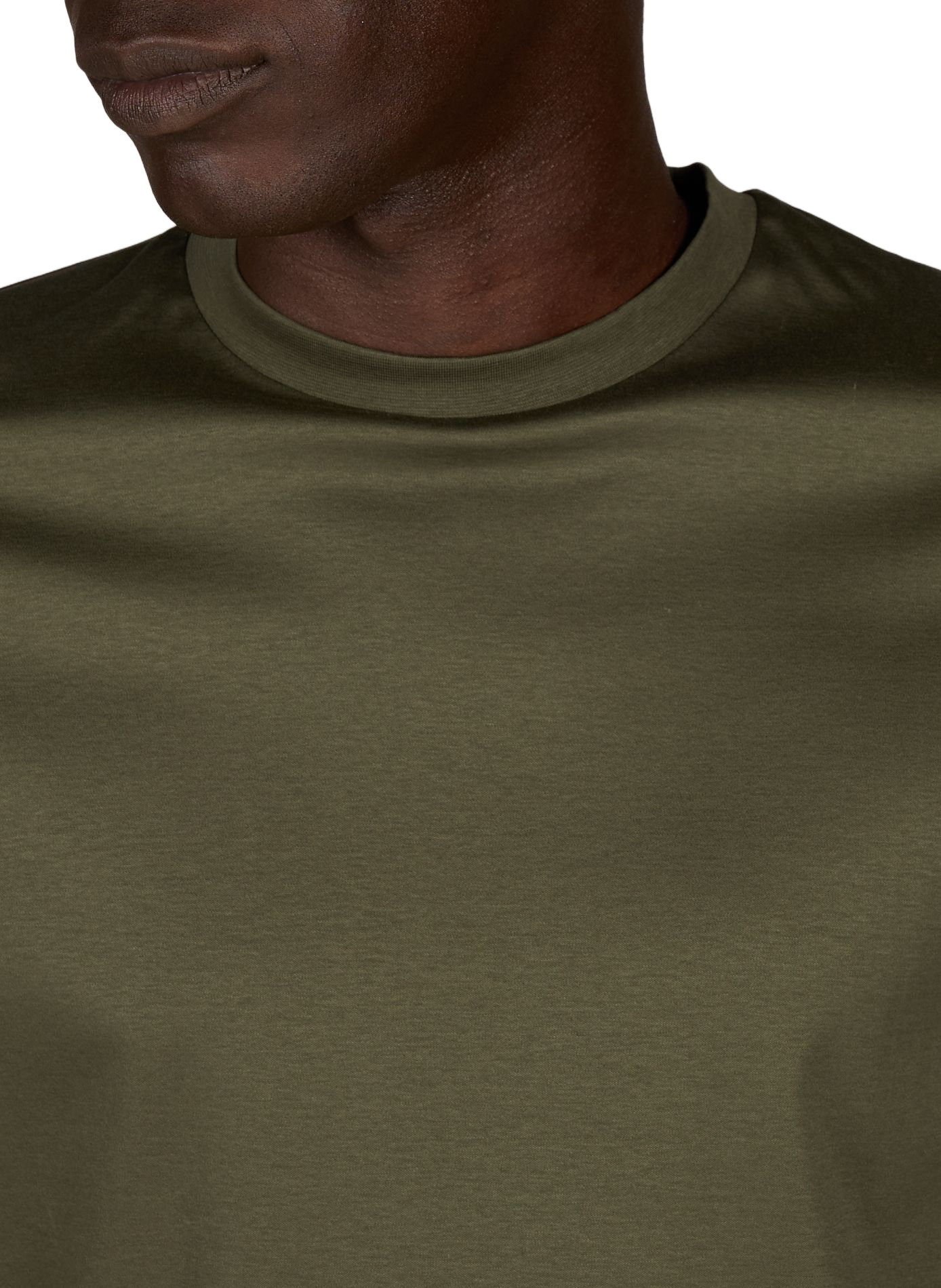 Plain round neck cotton T-shirt STRELLSON Khaki