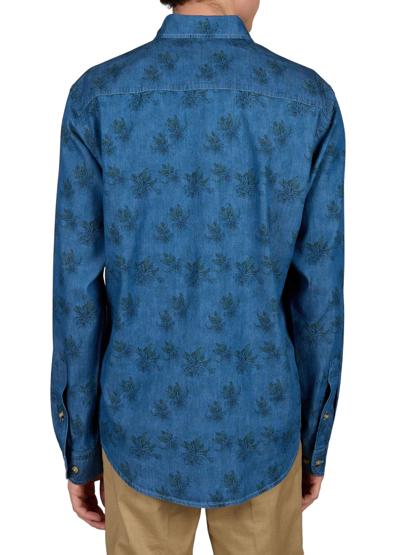 Chemise droite à motif en coton  ETON Bleu