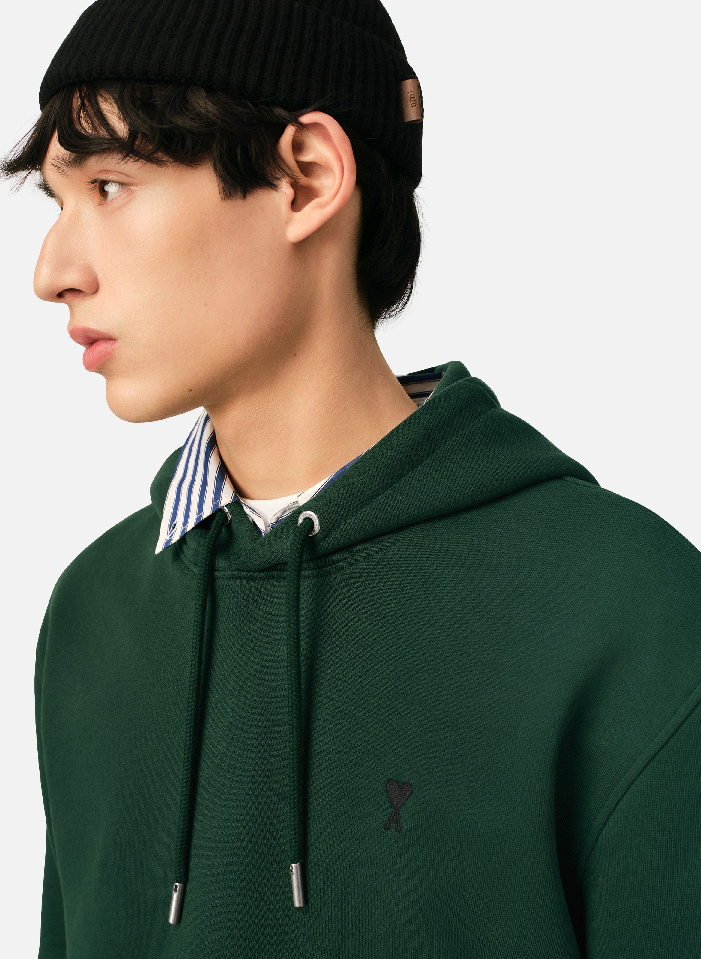 Hoodie en coton ami de coeur AMI PARIS Vert