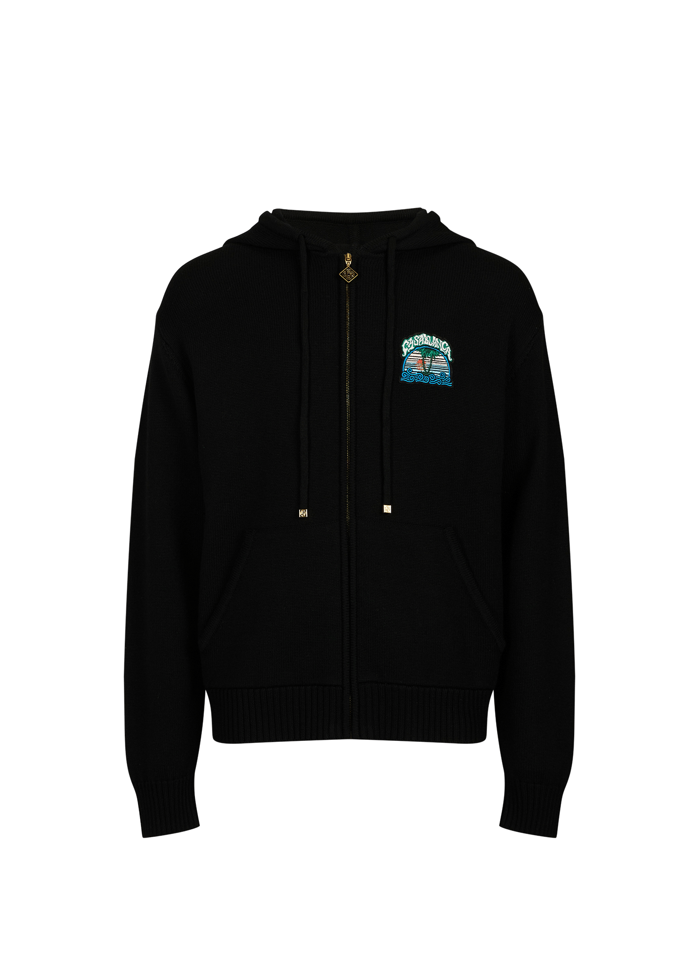 Zippered wool hooded cardigan CASABLANCA PARIS Black
