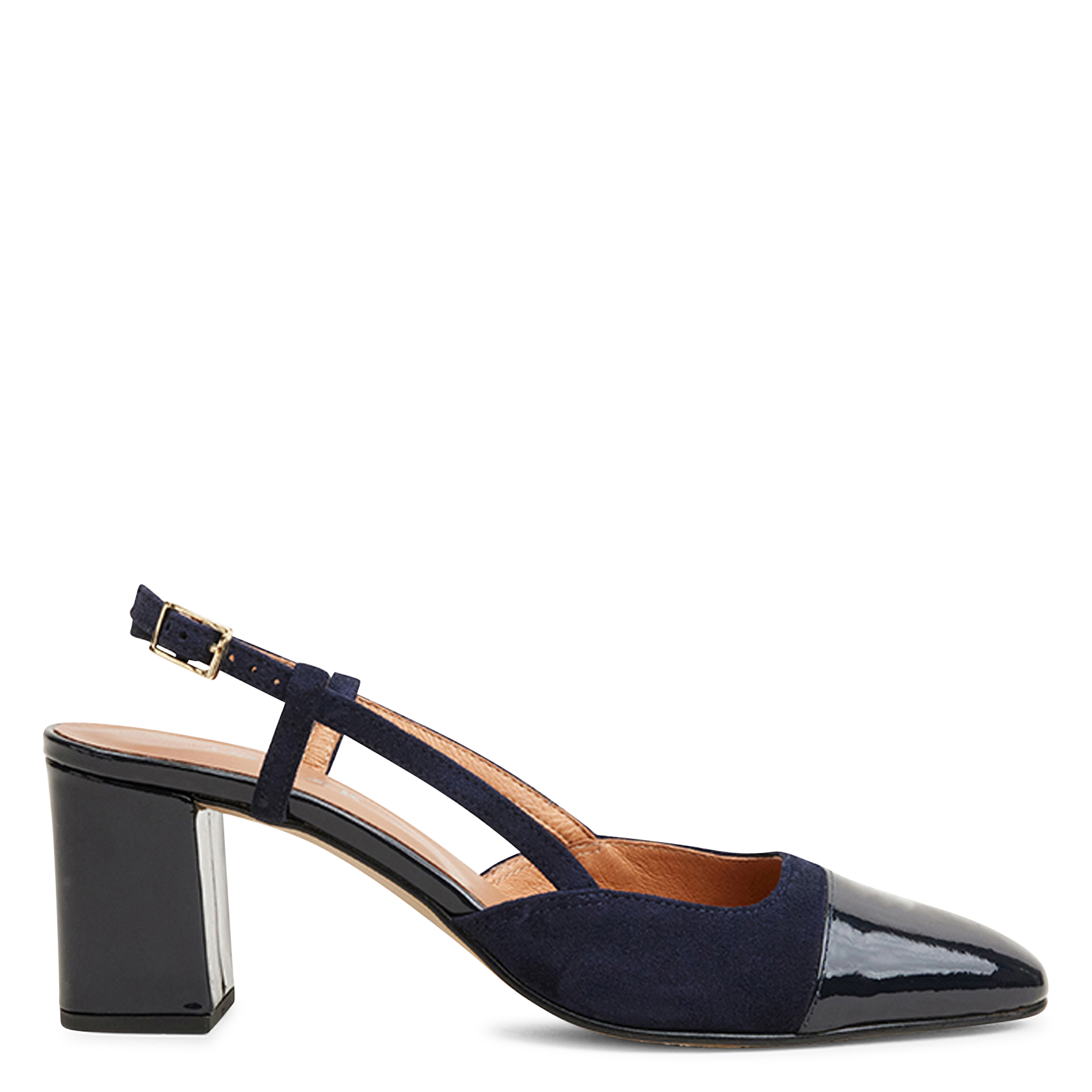 Slingbacks en cuir bi-matière dhapop  Marine marine