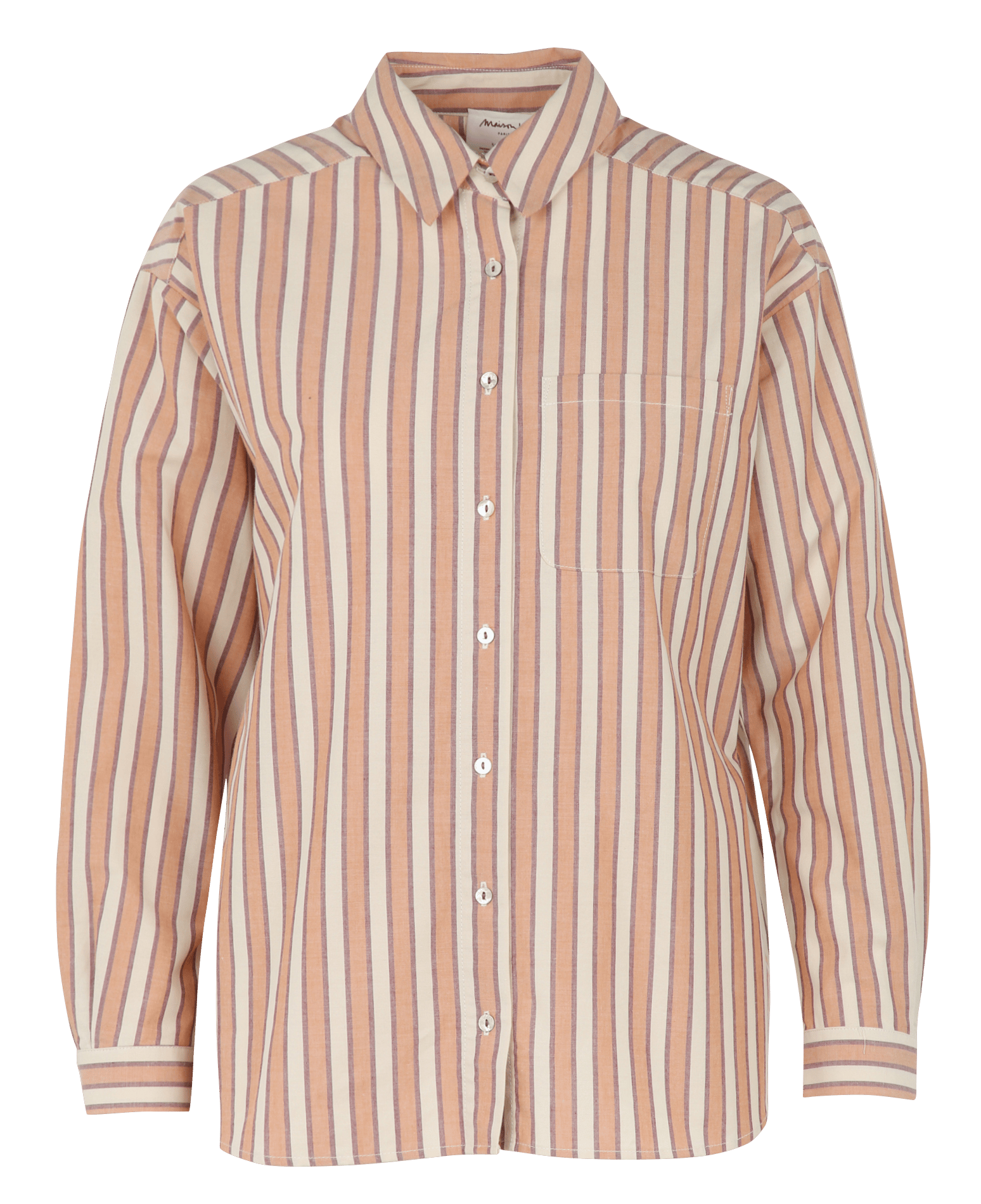 Chemise droite col classique rayée en coton marilou MAISON 123 Beige