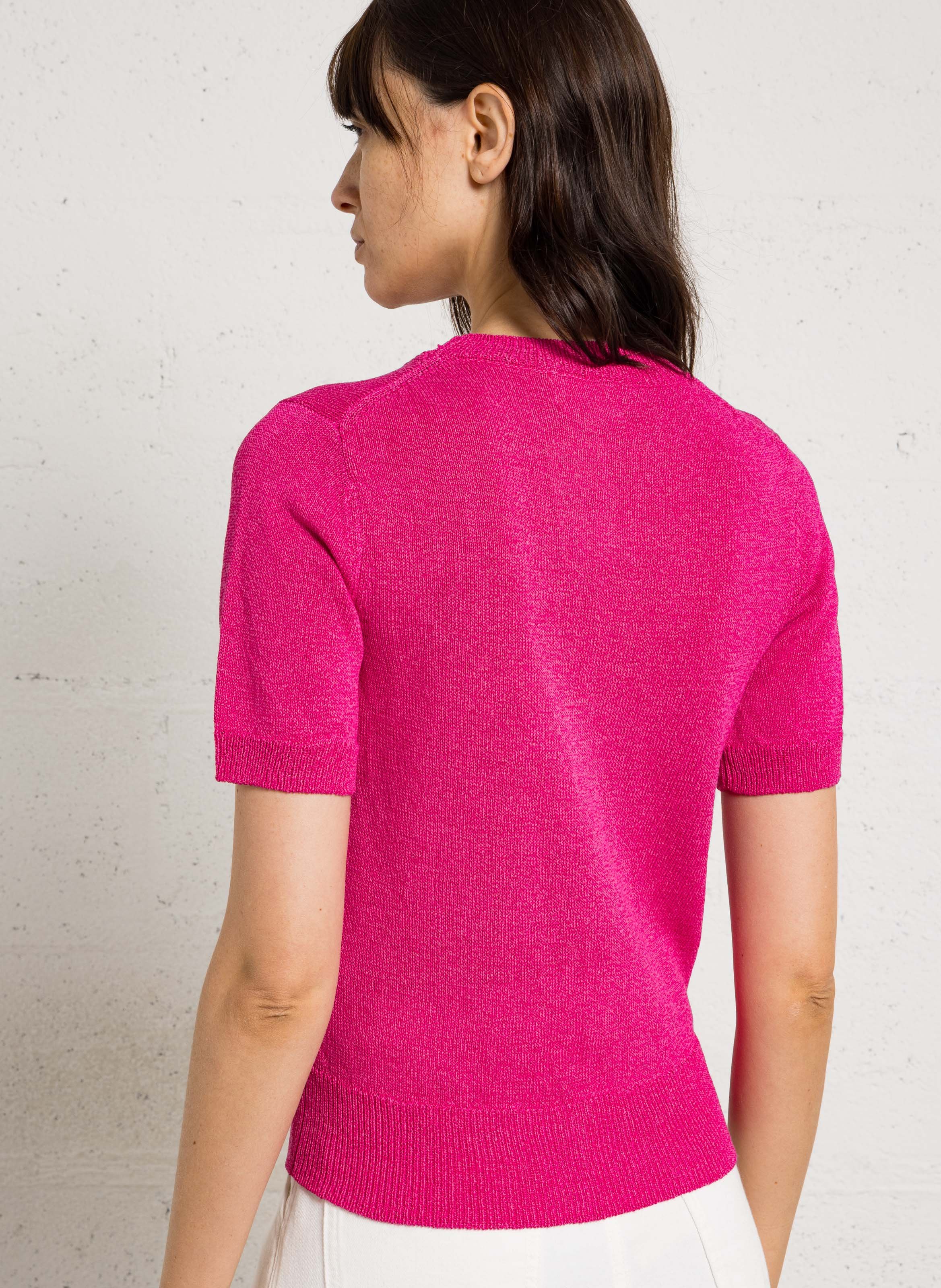 T-shirt col rond en coton mélangé amanda MAISON 123 Rose