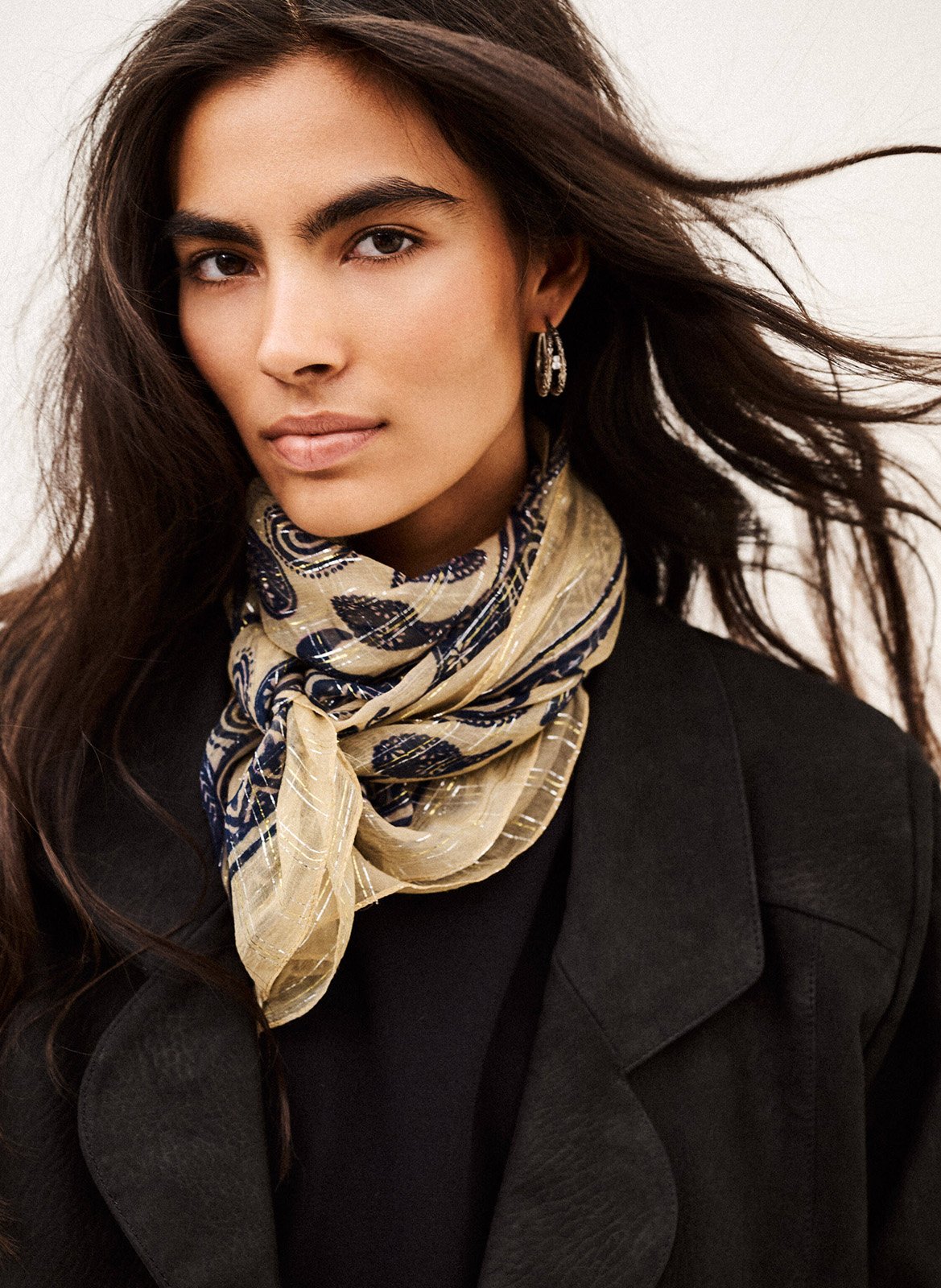 Foulard carré imprimé saria BA&SH Beige