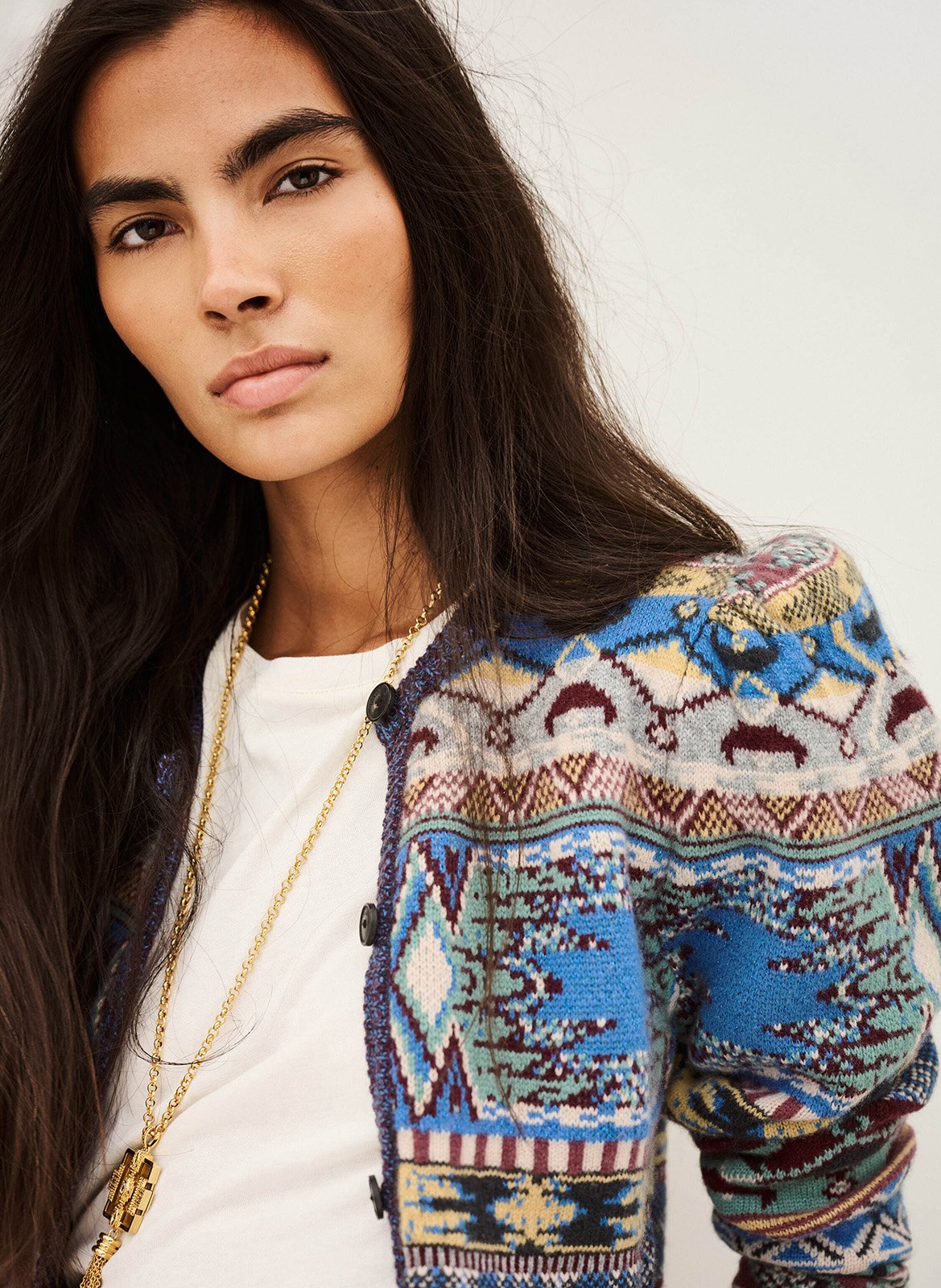Cardigan droit col rond imprimé maja BA&SH Multicolore
