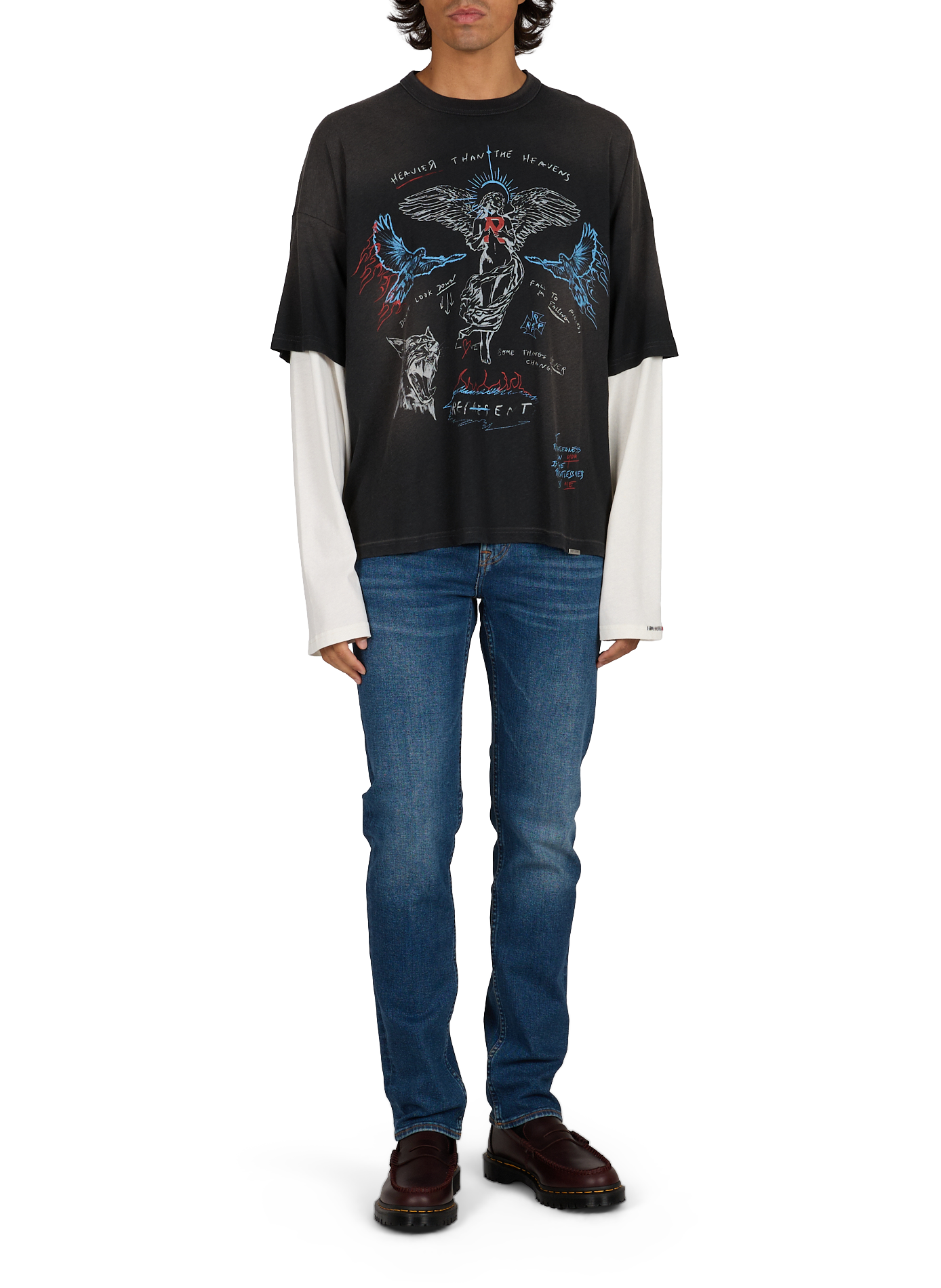 Layered T-Shirt „Heavier Than The Heavens“ aus Baumwollmischung REPRESENT Schwarz
