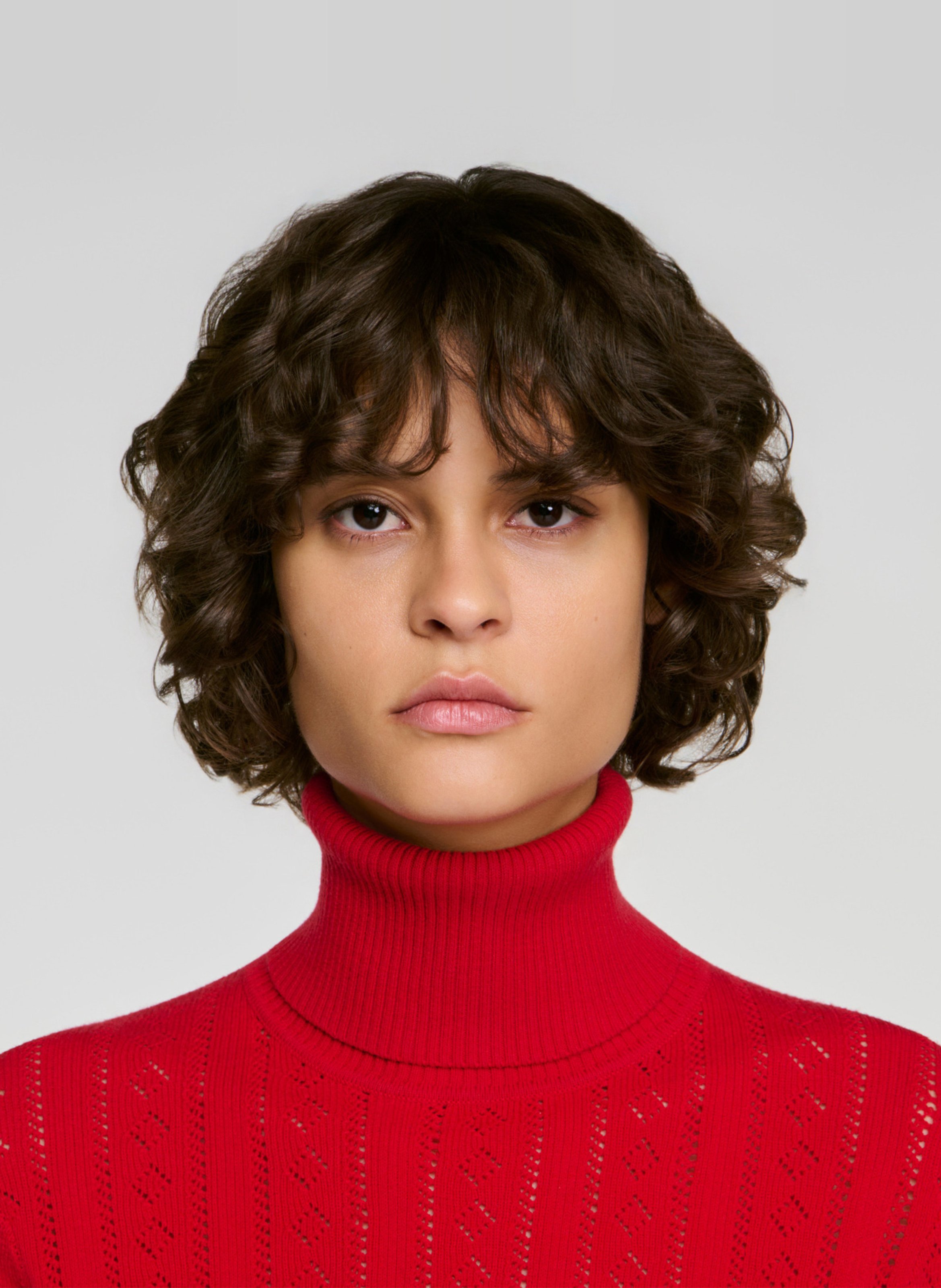 Pull droit col roulé SANDRO Rouge