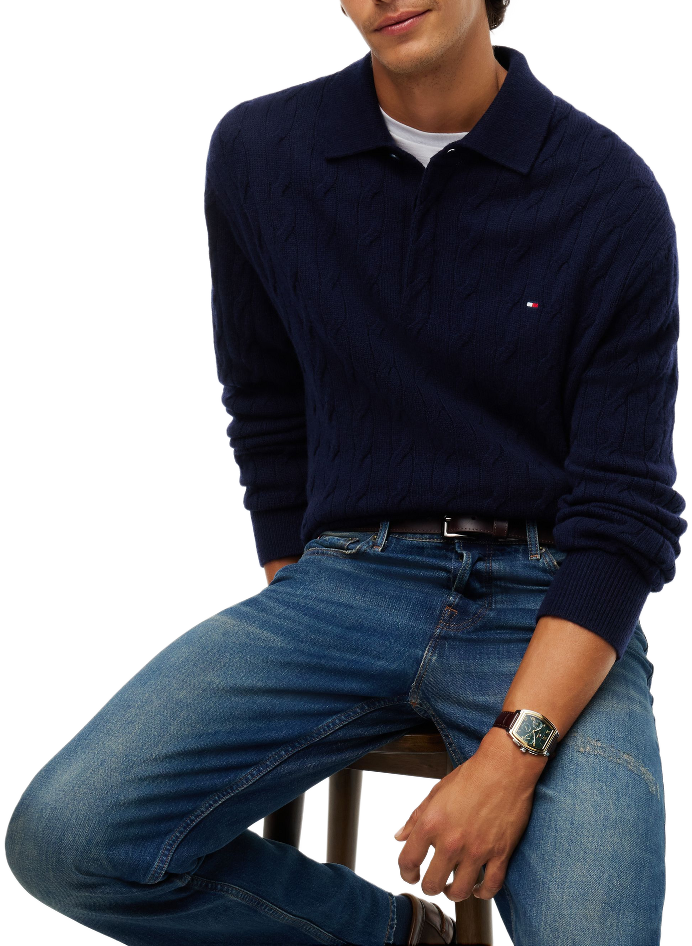 Einfarbige Straight-Fit-Jeans mit mittelhohem Bund TOMMY HILFIGER Blau