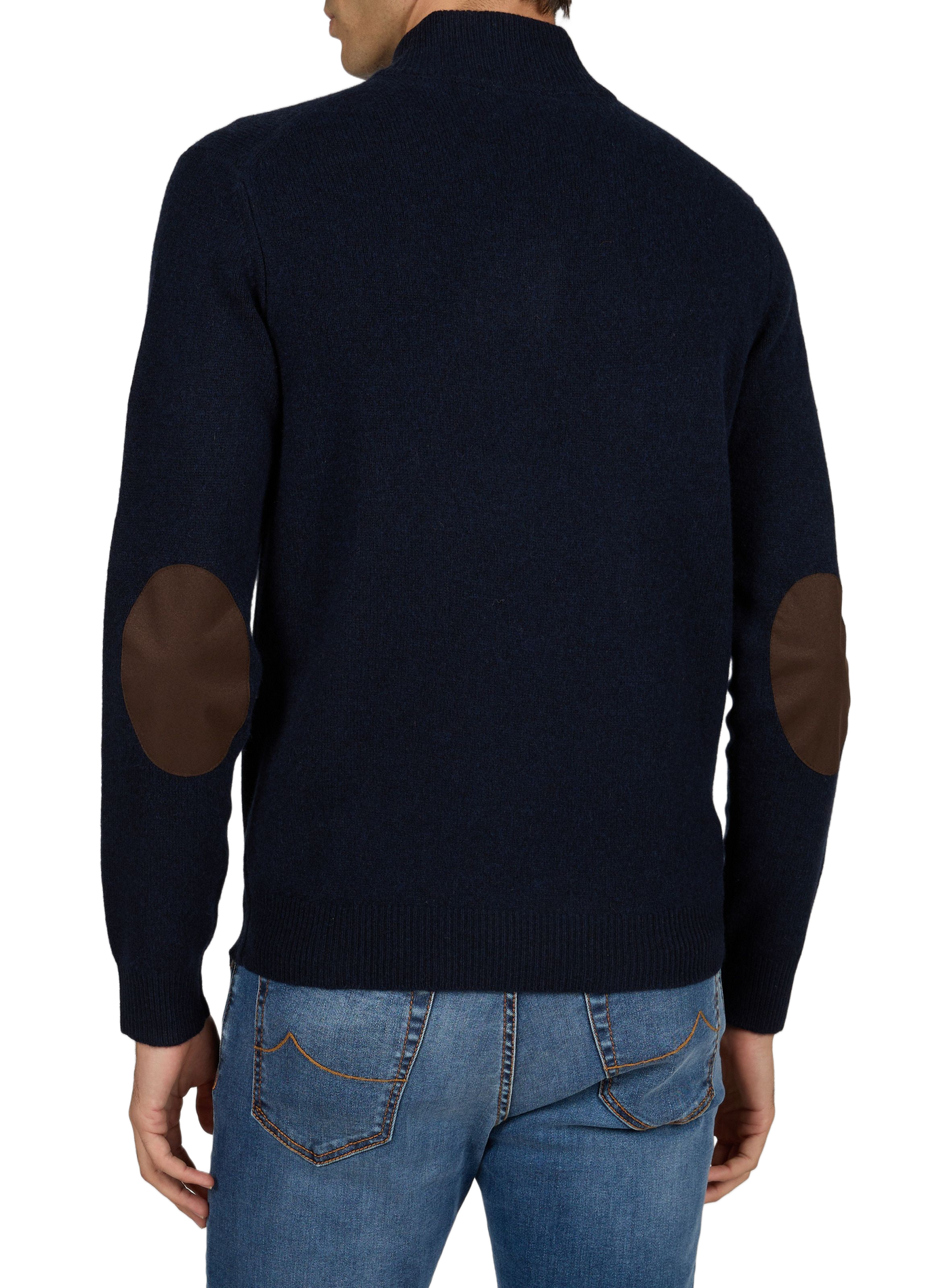 Straight-fit zip-up high-neck wool jumper HACKETT Blue