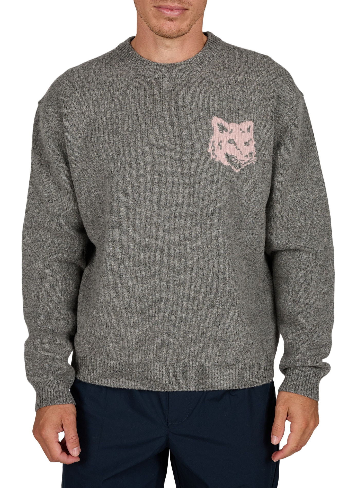 Gerade geschnittener Merinowollpullover MAISON KITSUNÉ Grau