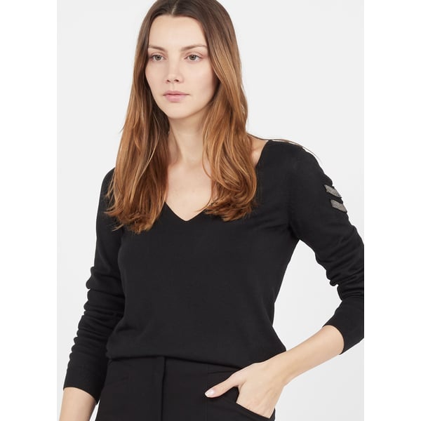 Pull col v en laine mélangée