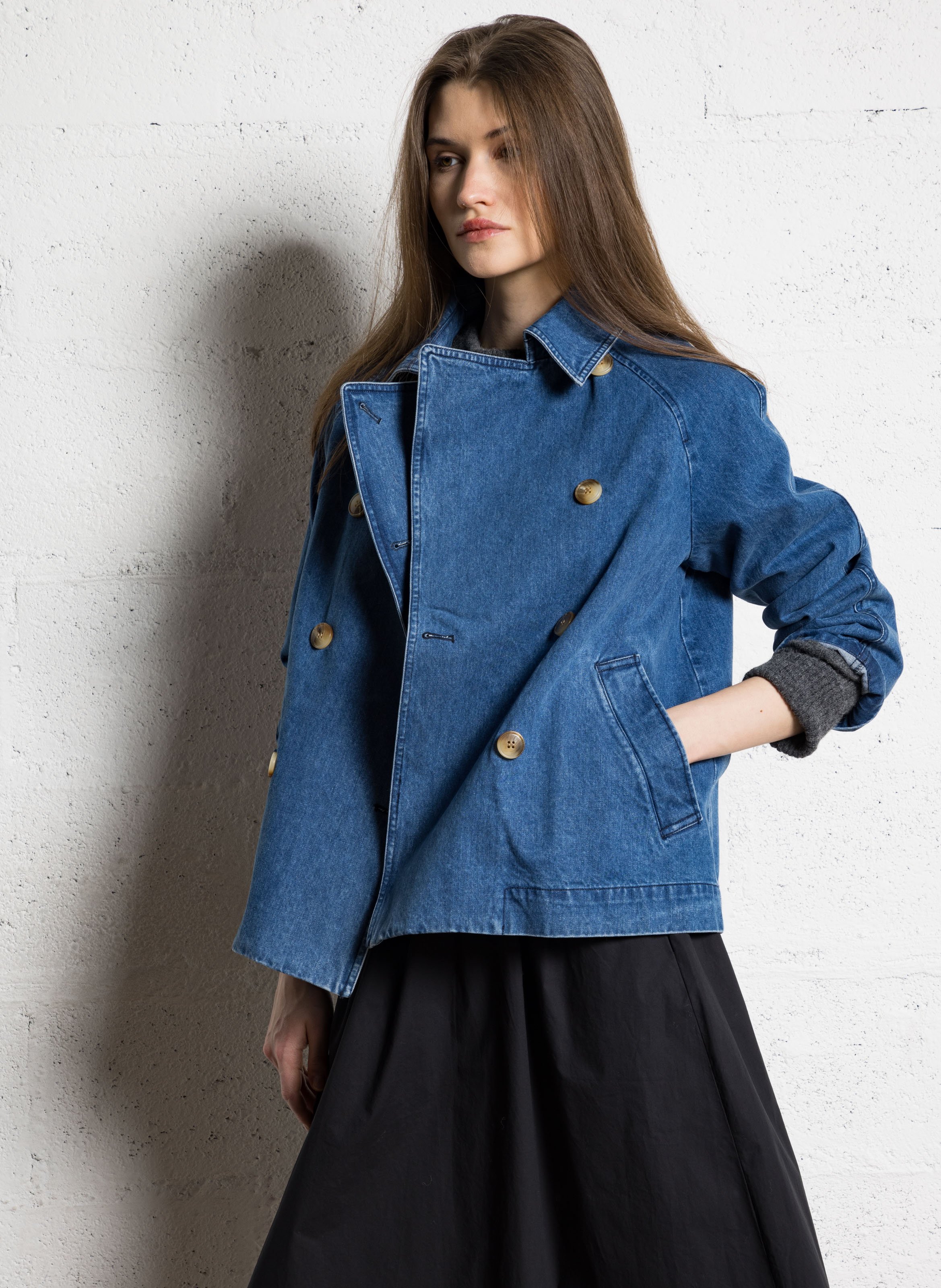 Pull ample col rond en laine mélangée vitow AMERICAN VINTAGE Gris