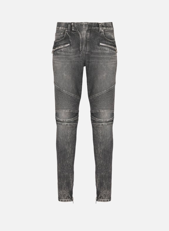 Pantalon biker slim en denim Gris by BALMAIN BALMAIN Pantalon biker slim en denim Gris