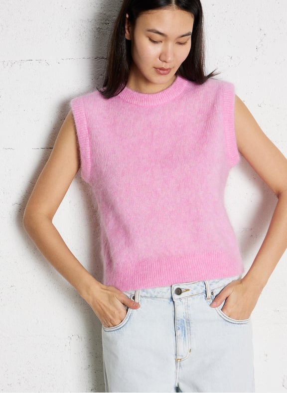 Pull sans manches en mohair mélangé scott Rose by MAISON 123 MAISON 123 Pull sans manches en mohair mélangé scott Rose