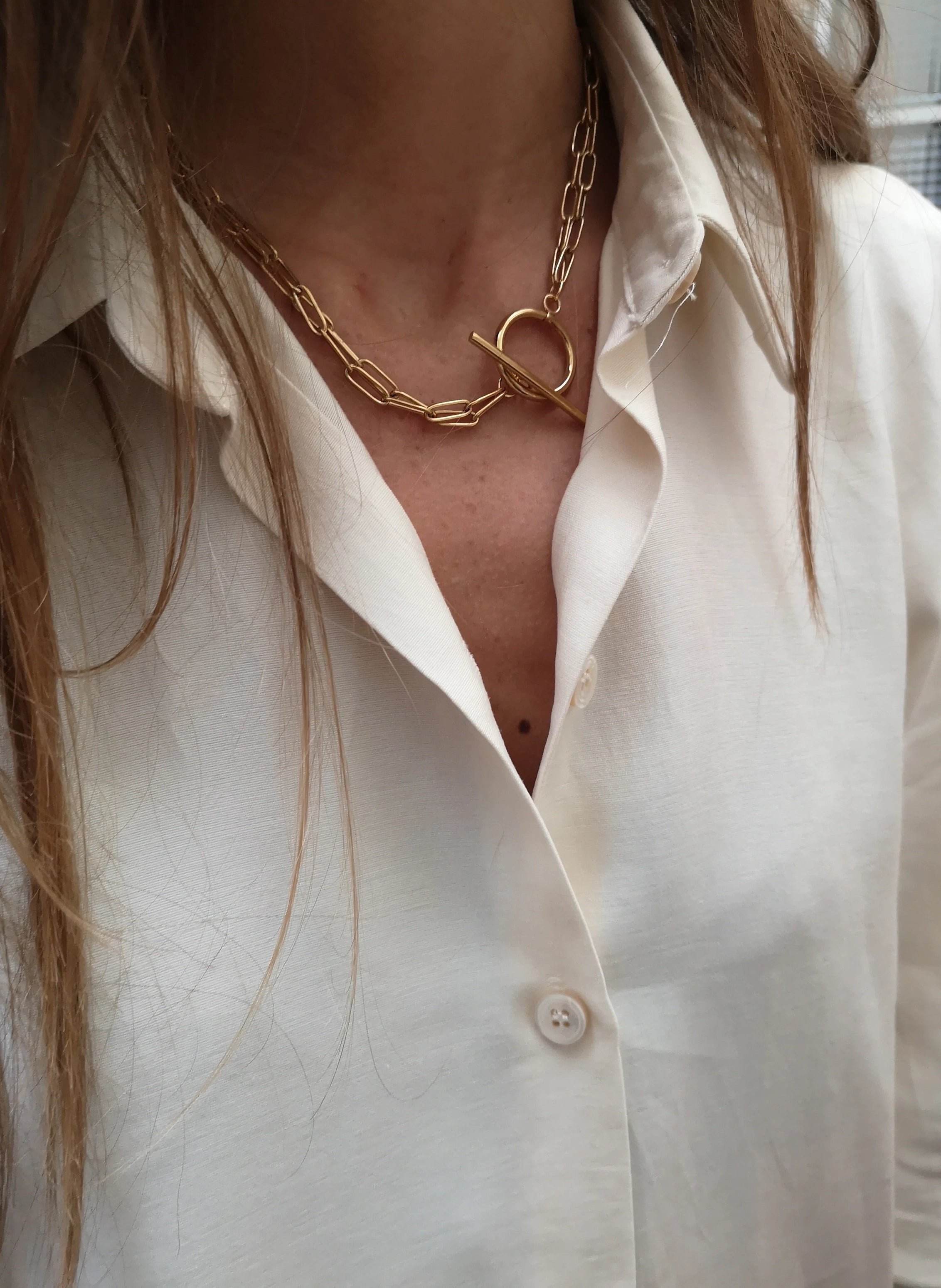 Collier éclair en acier inoxydable KURAGE GINZA Doré