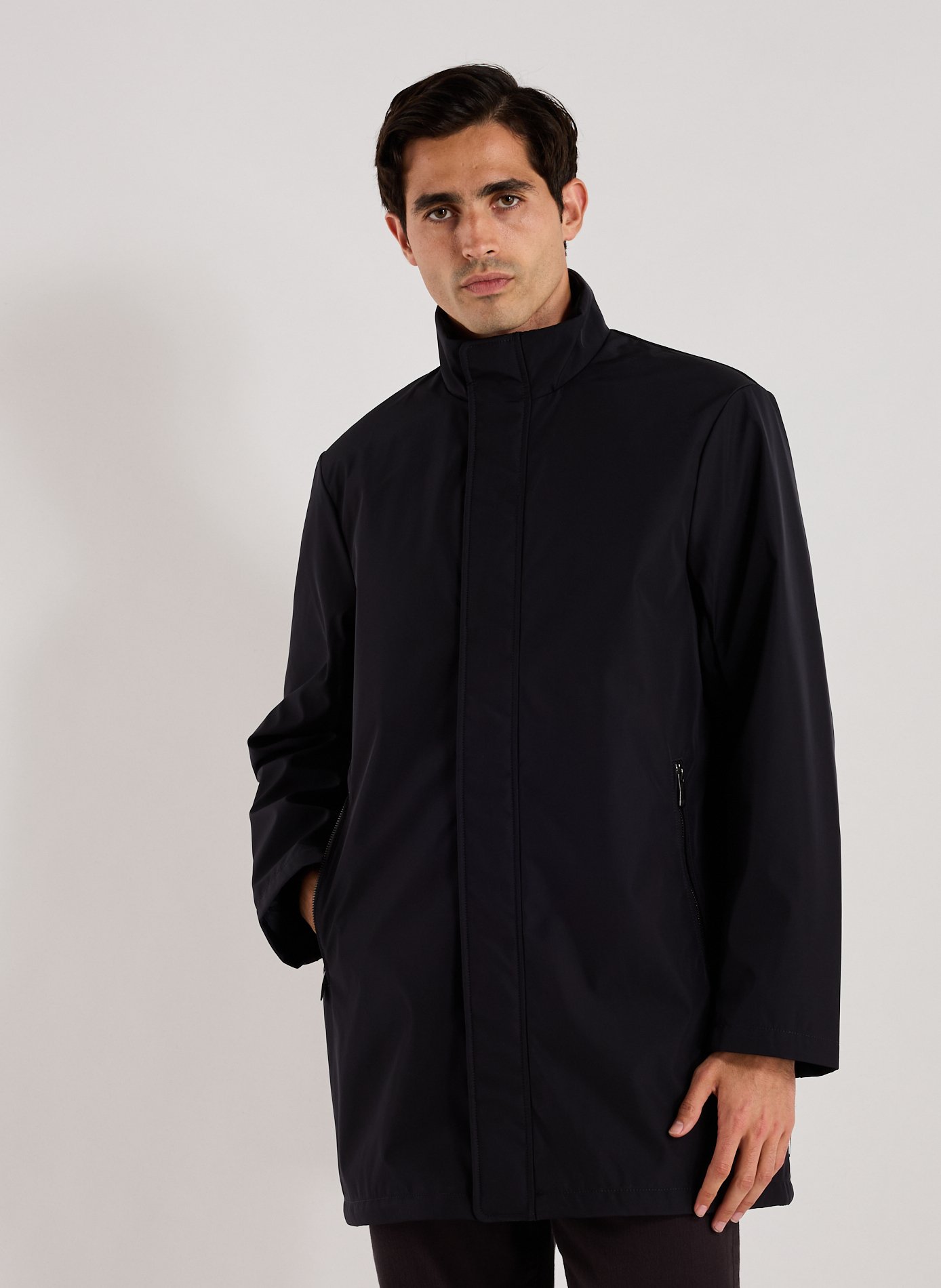 ARMANI EXCHANGE Mid-length straight trench coat Blue