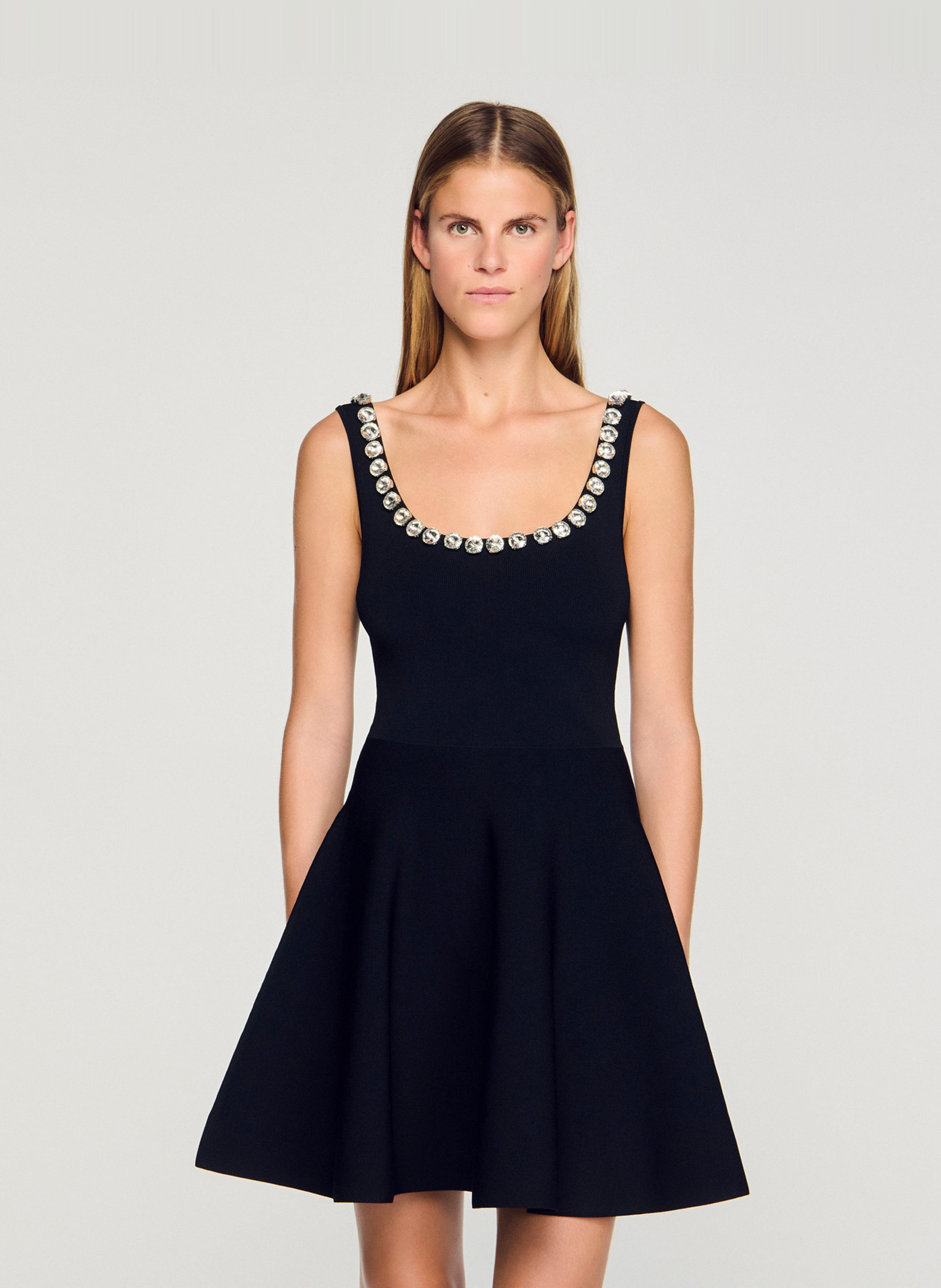 Robe courte col rond SANDRO Noir