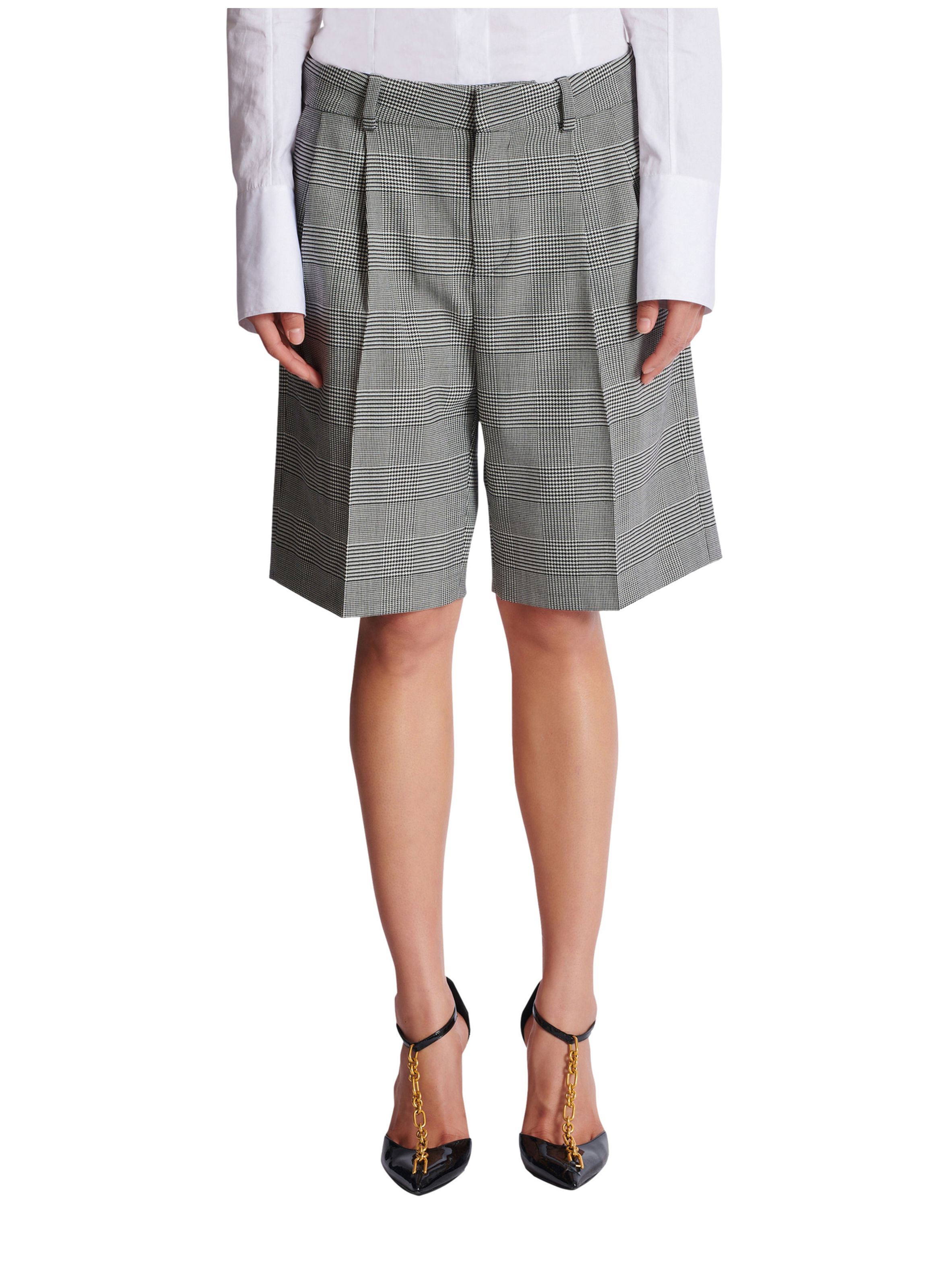 Short à pinces imprimé prince de galles BALMAIN Noir