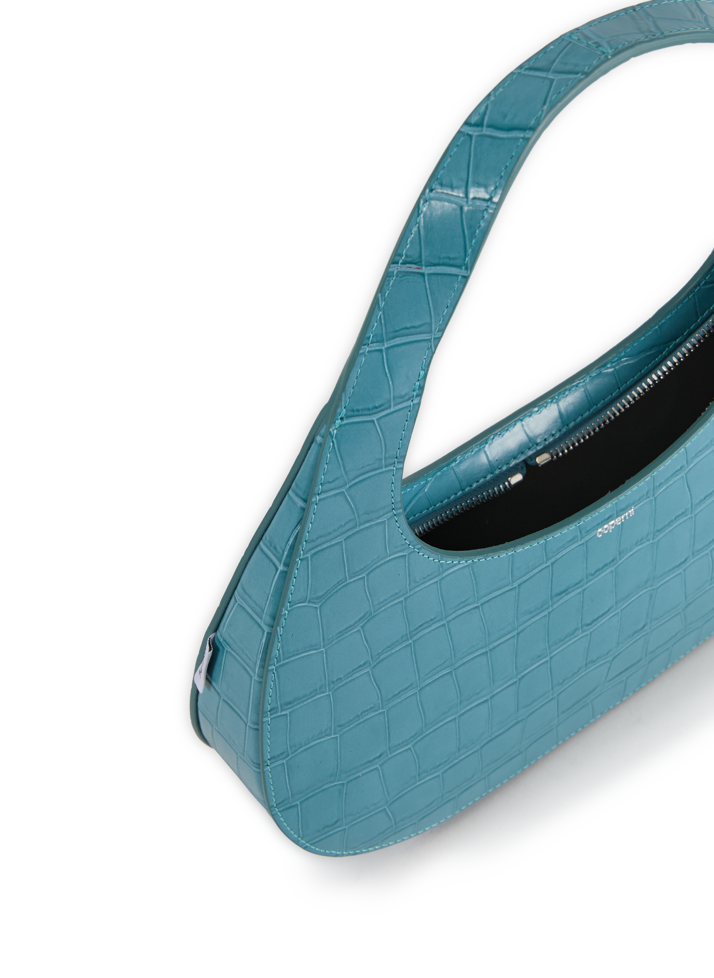 Sac porté épaule Loop Swipe croco en cuir de vache COPERNI Bleu