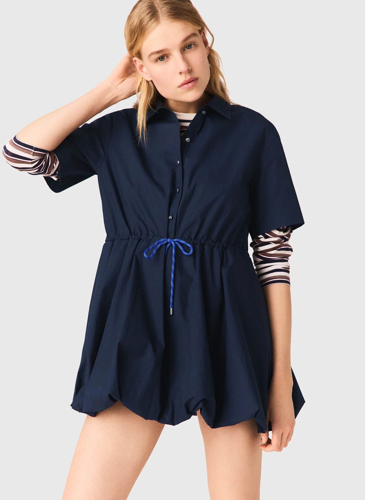 Robe courte à cordons unie MAJE Bleu