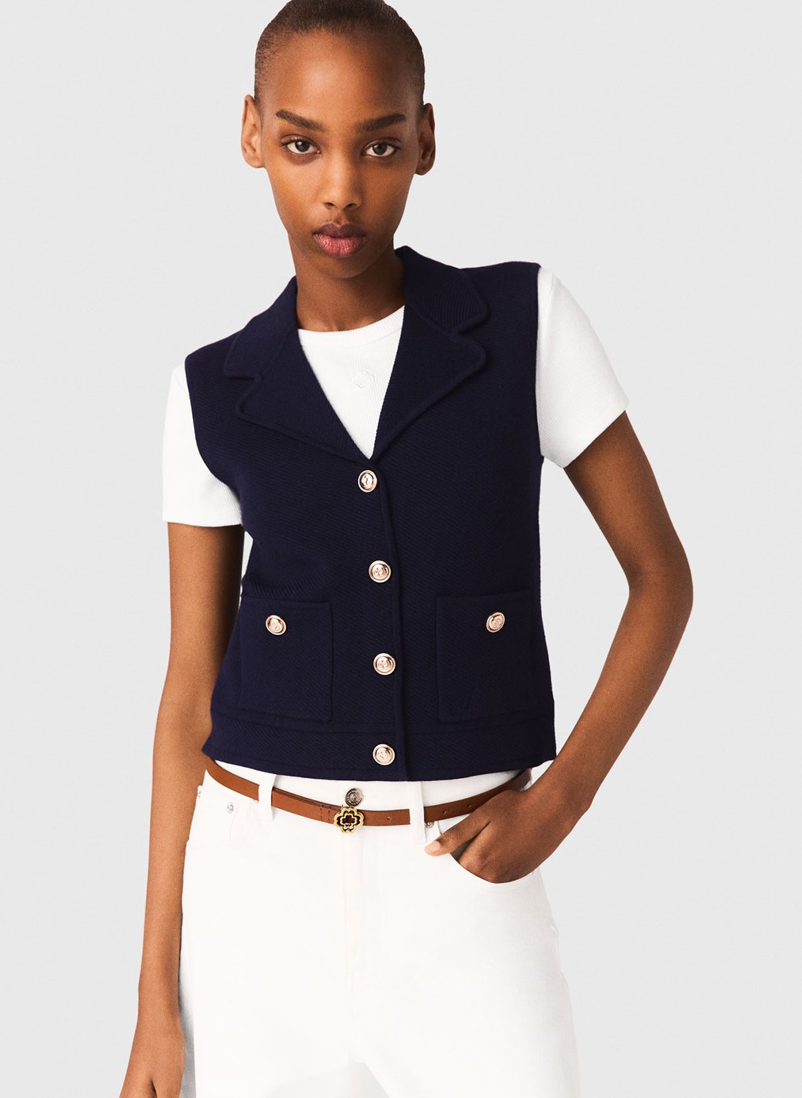 Gilet droit col tailleur MAJE Bleu