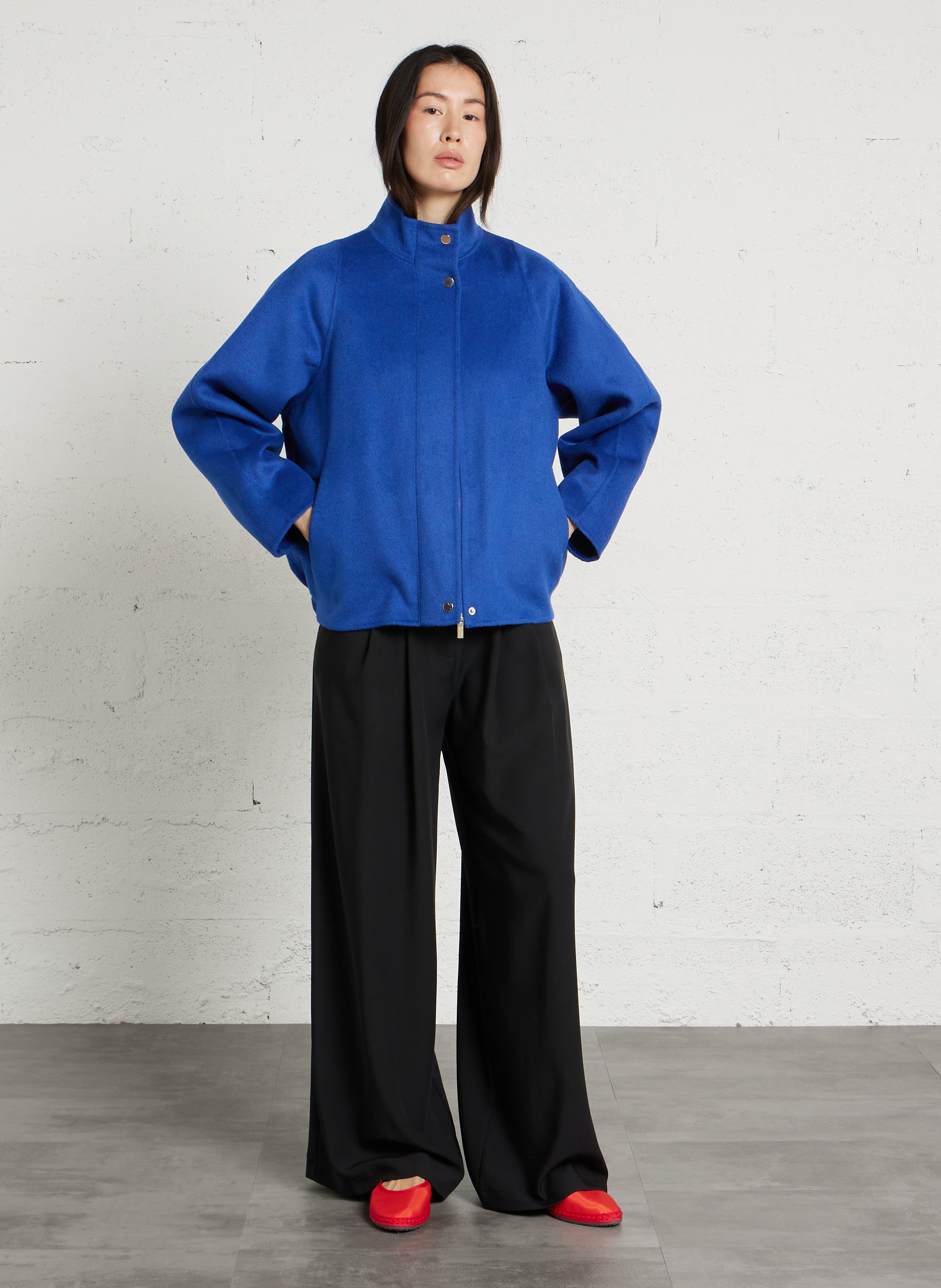 Manteau droit col montant zippé felicity MAISON 123 Bleu