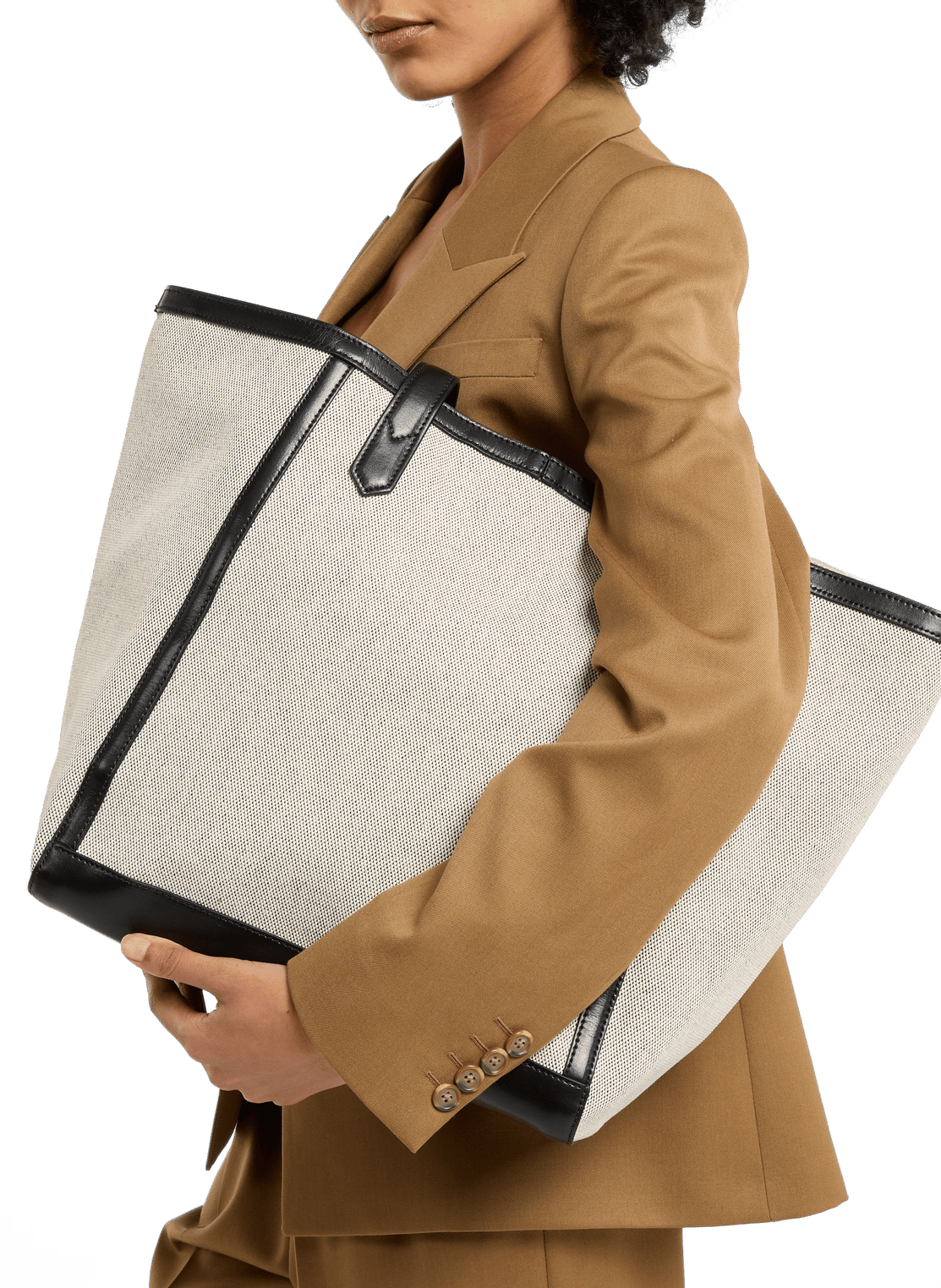 Enzo tote bag in cotton and leather SAISON 1865 Beige