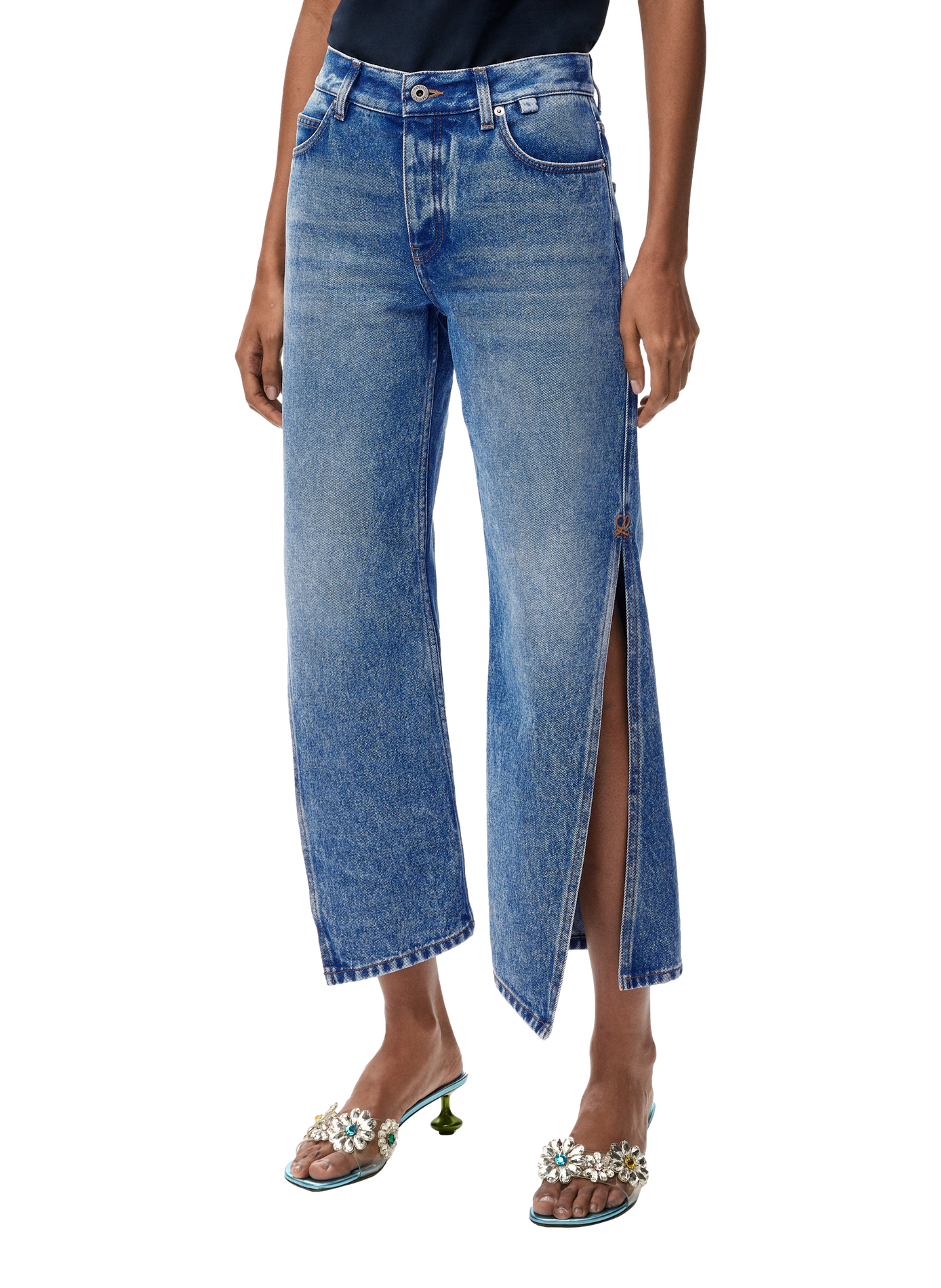Wide-leg split cotton denim jeans LOEWE Blue
