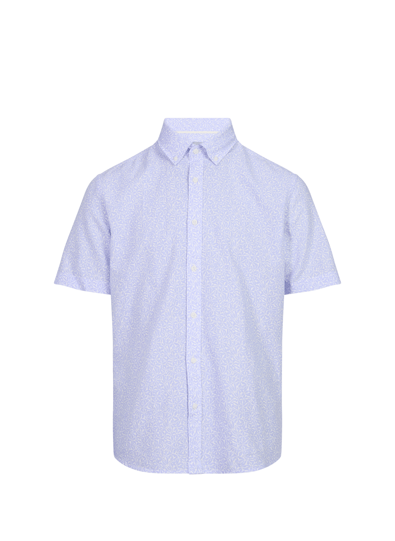 Short-sleeved printed shirt in cotton and linen PIERRE CARDIN Blue