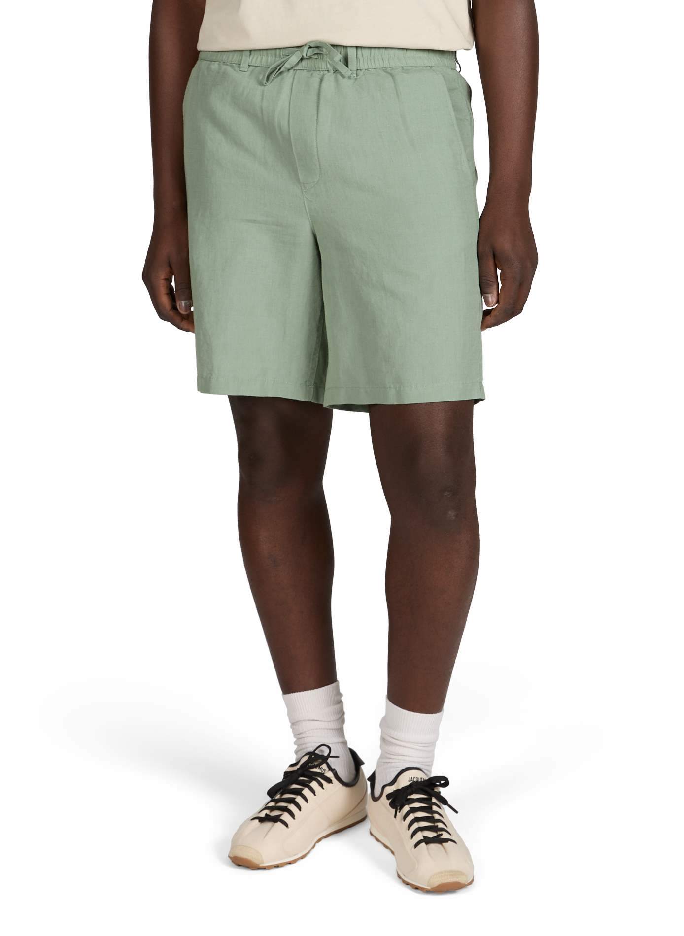 Straight linen and cotton shorts MINIMUM Green