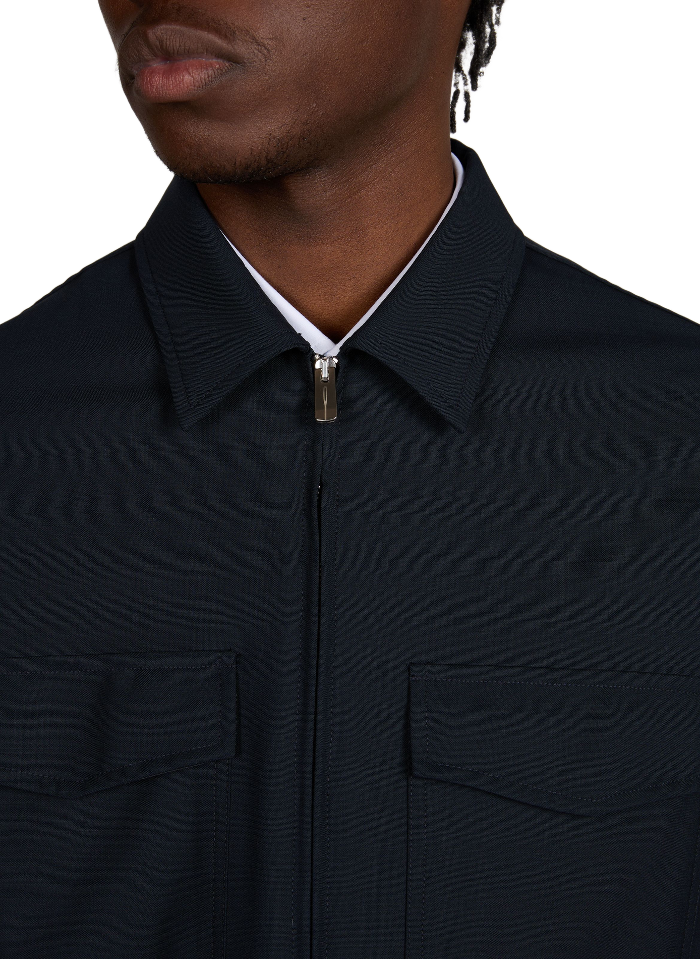 Jacket with classic collar in blended virgin wool CRUNA Blue