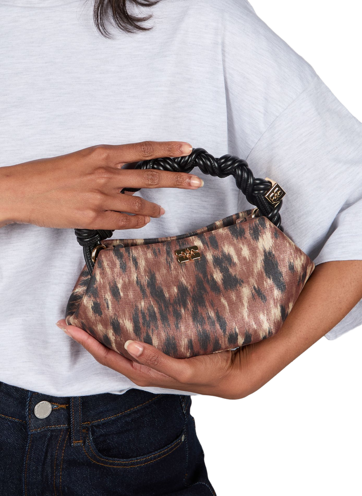 Small Bou printed handbag GANNI Brown