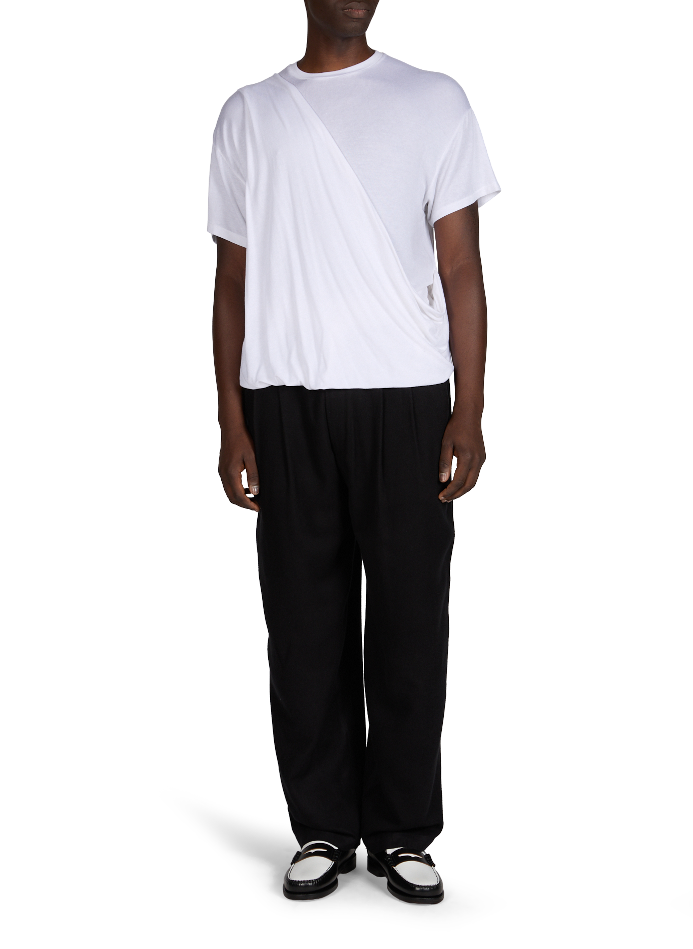 T-shirt drapé ample asymétrique POST ARCHIVE FACTION Blanc