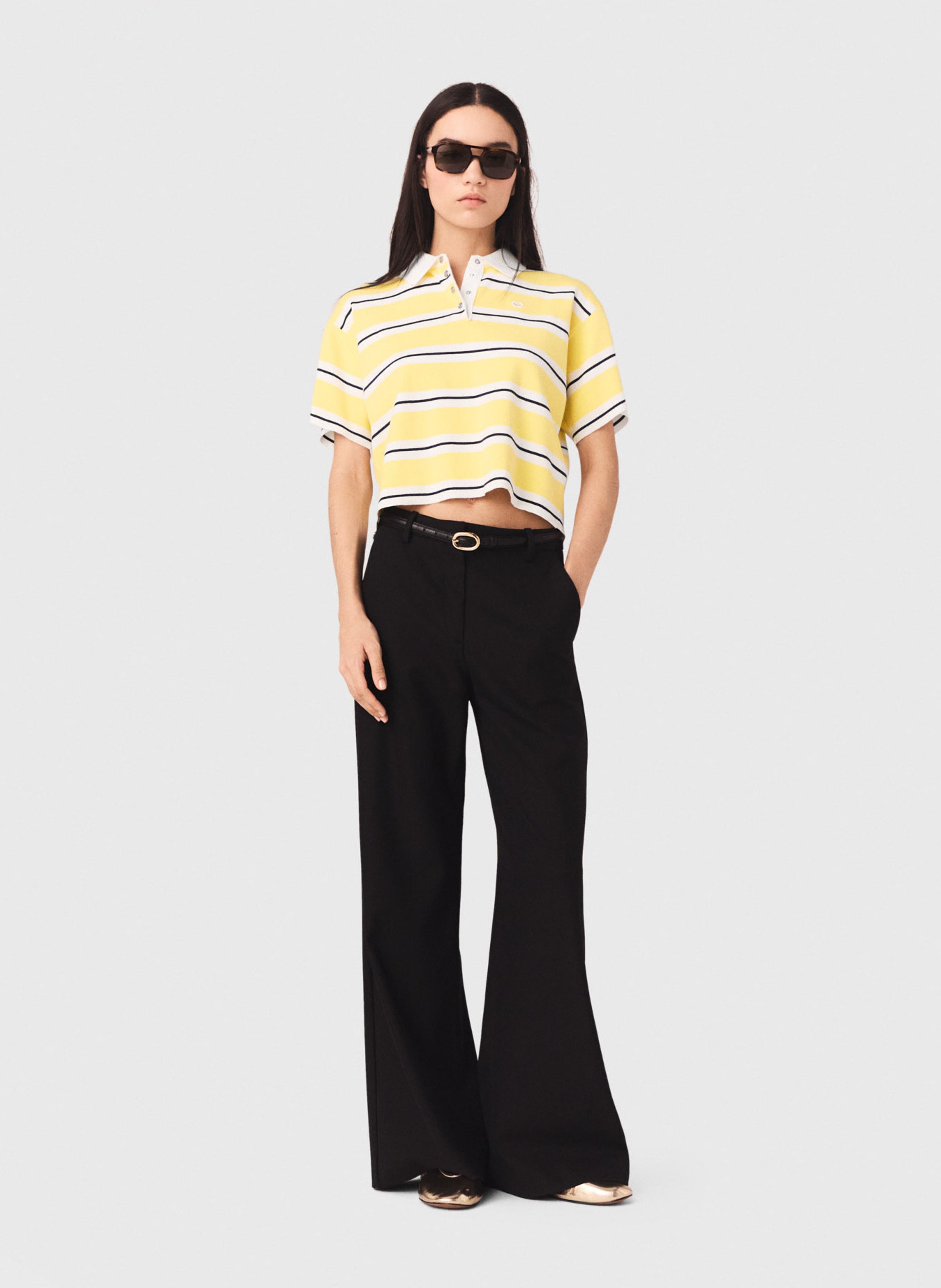 Pantalon flare en laine mélangée MAJE Noir