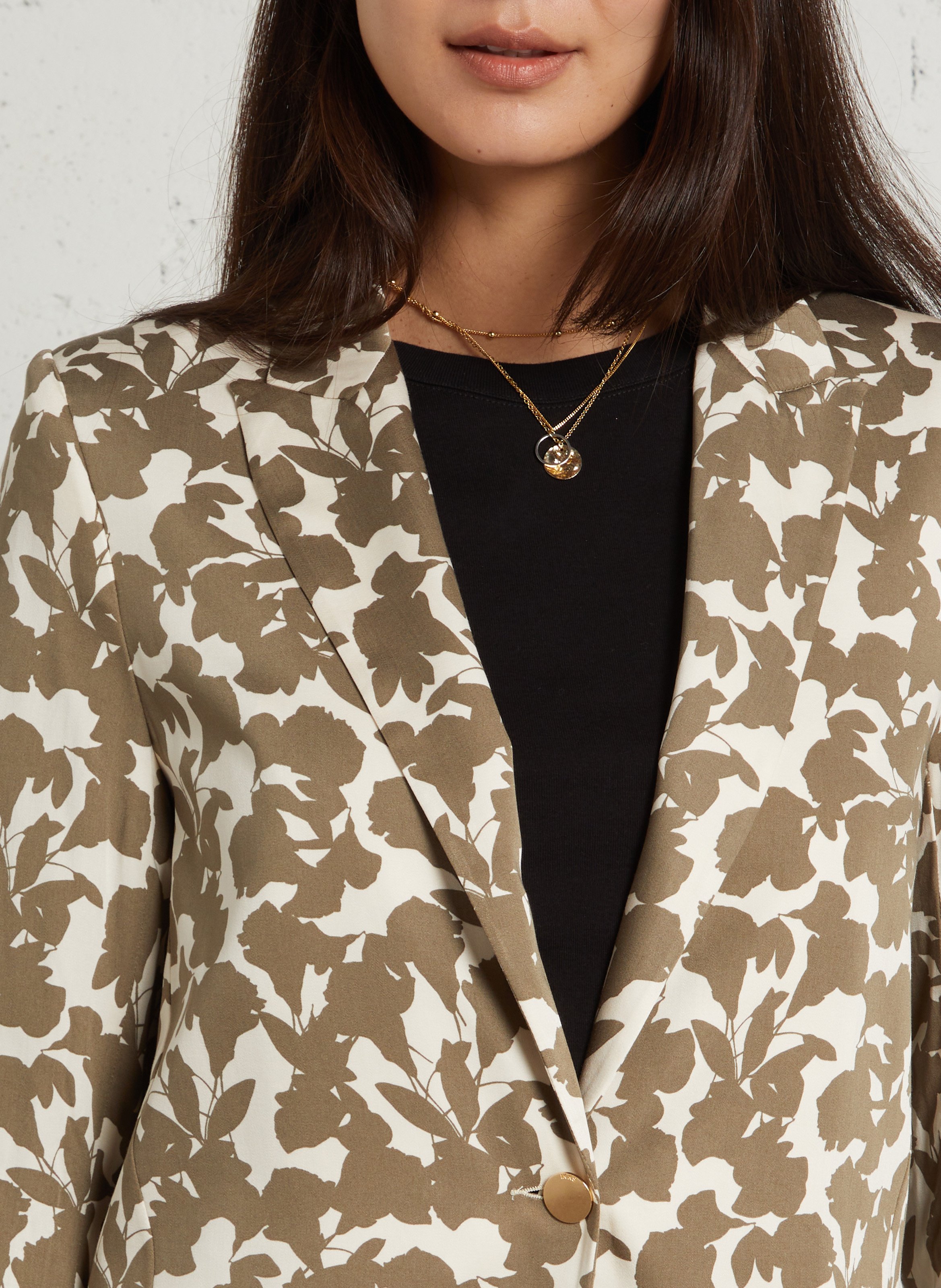 Veste droite col tailleur imprimée IKKS Kaki